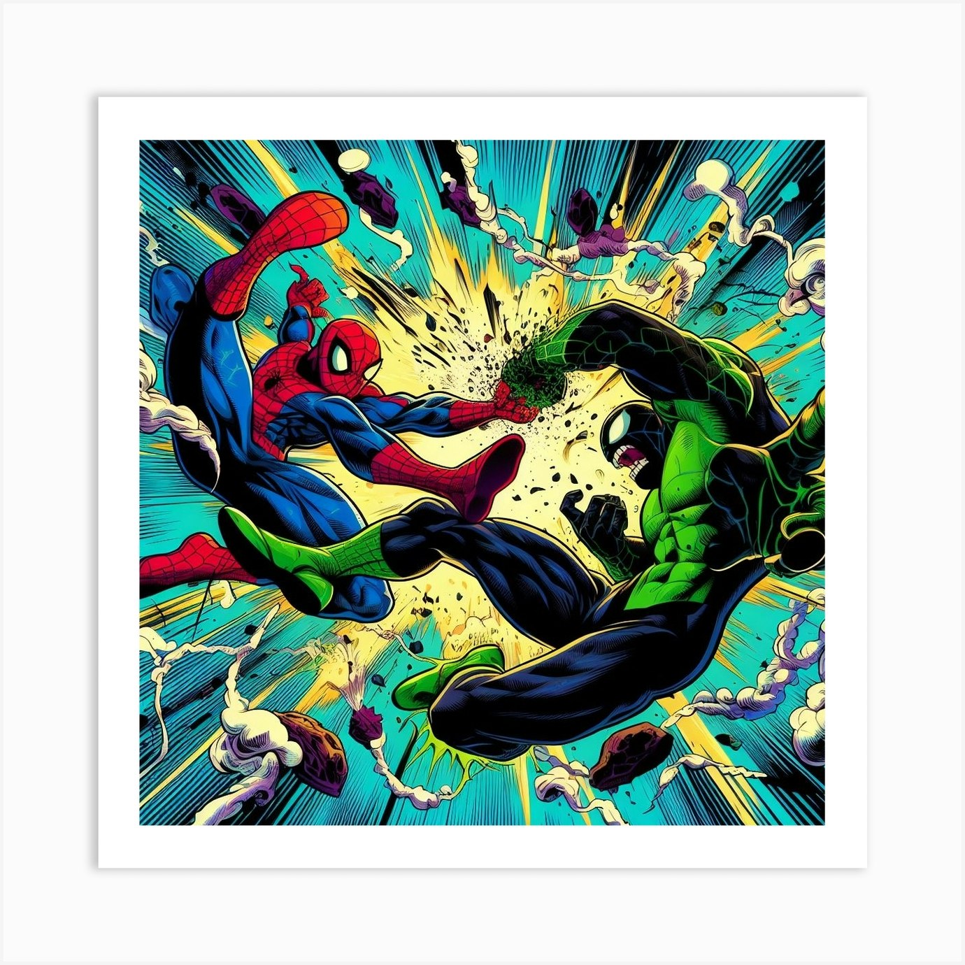 Spider Man Vs Green Lantern Art Print By Urbankreeationz Fy 5971