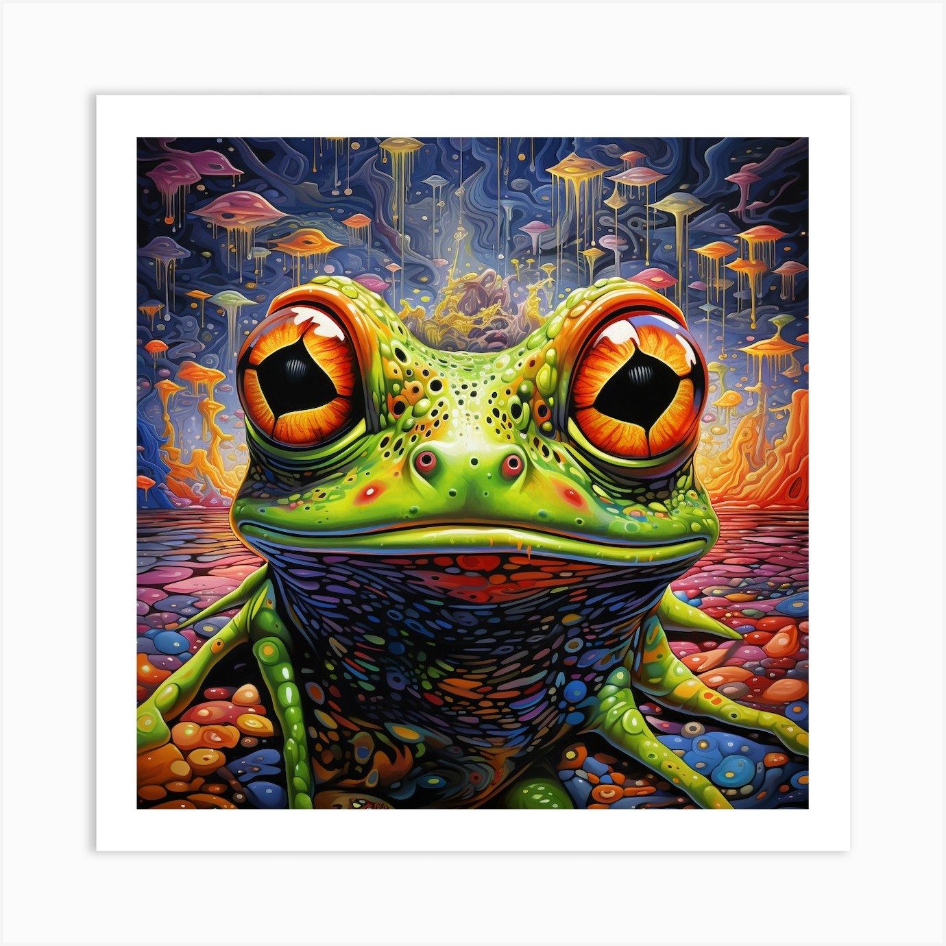 Psychedelic Frog Art Print by David Arts - Fy