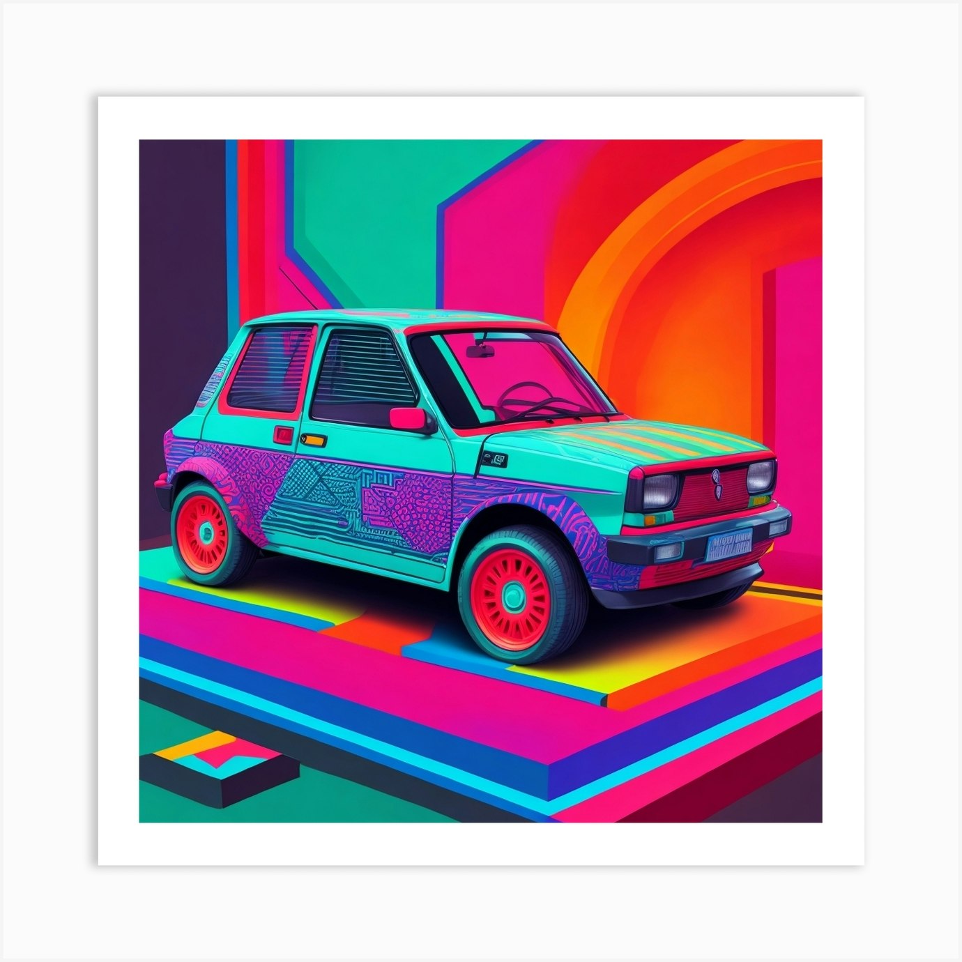 Psychedelic Car Art Print by Karlajn Handmade - Fy