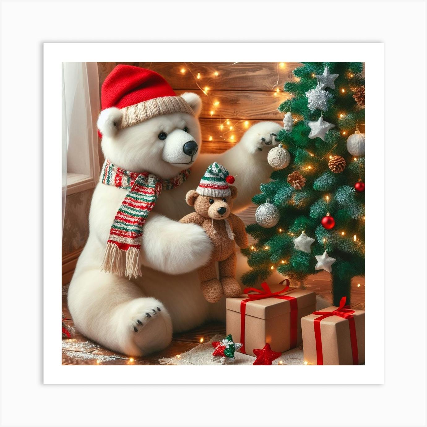 Christmas Teddy Bear Art Print by Mahir Bilen Fy