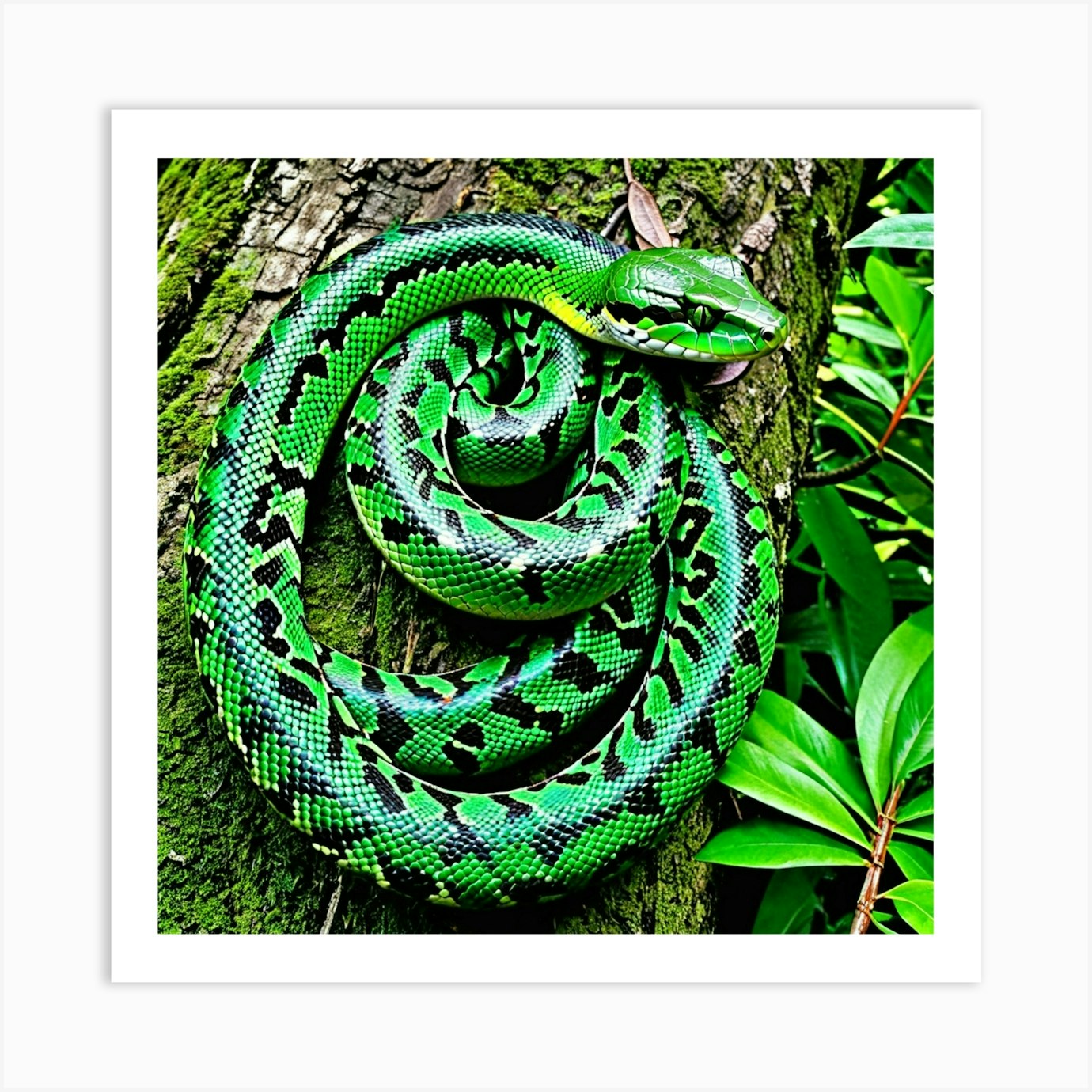 Green Python 2 Art Print by Pat4U - Fy