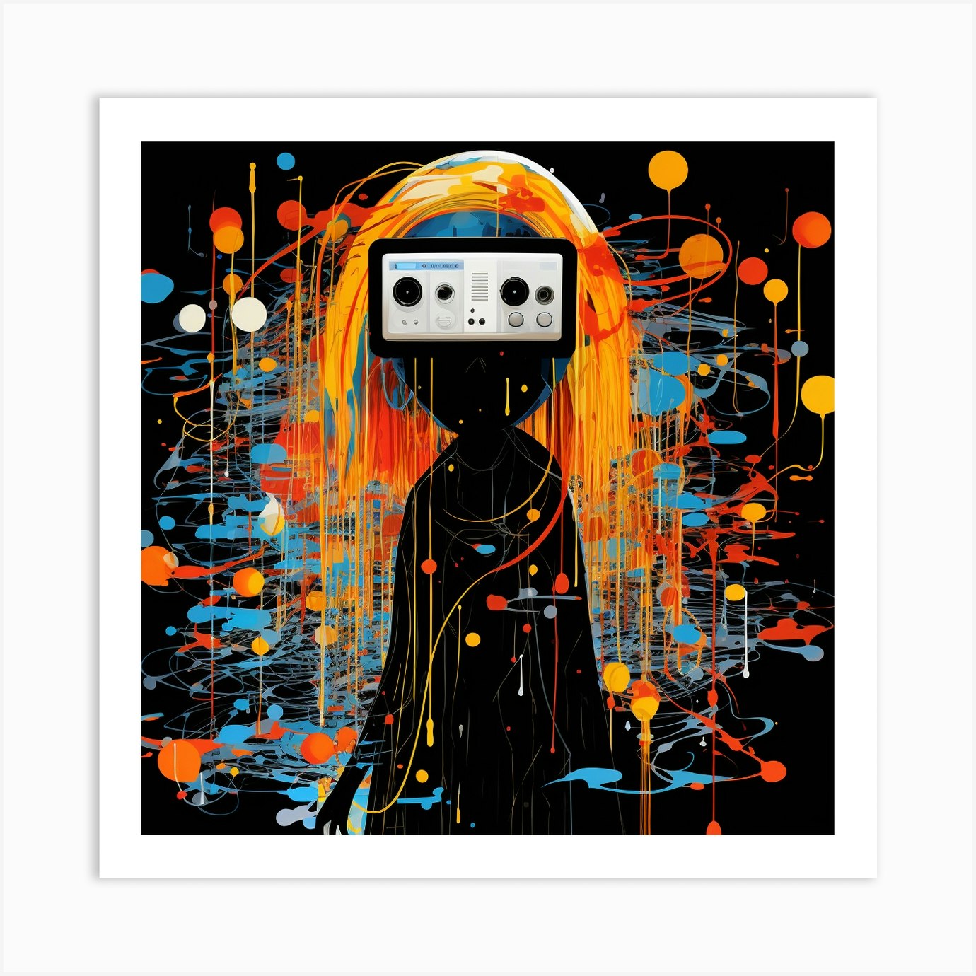Girl With A Tape Recorder Art Print by David Arts Fy