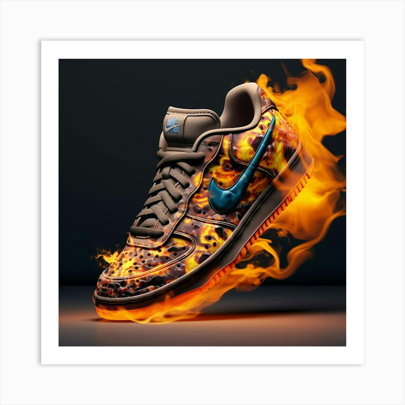 Nike Air Force 1 Fire Art Print by The Department Fy