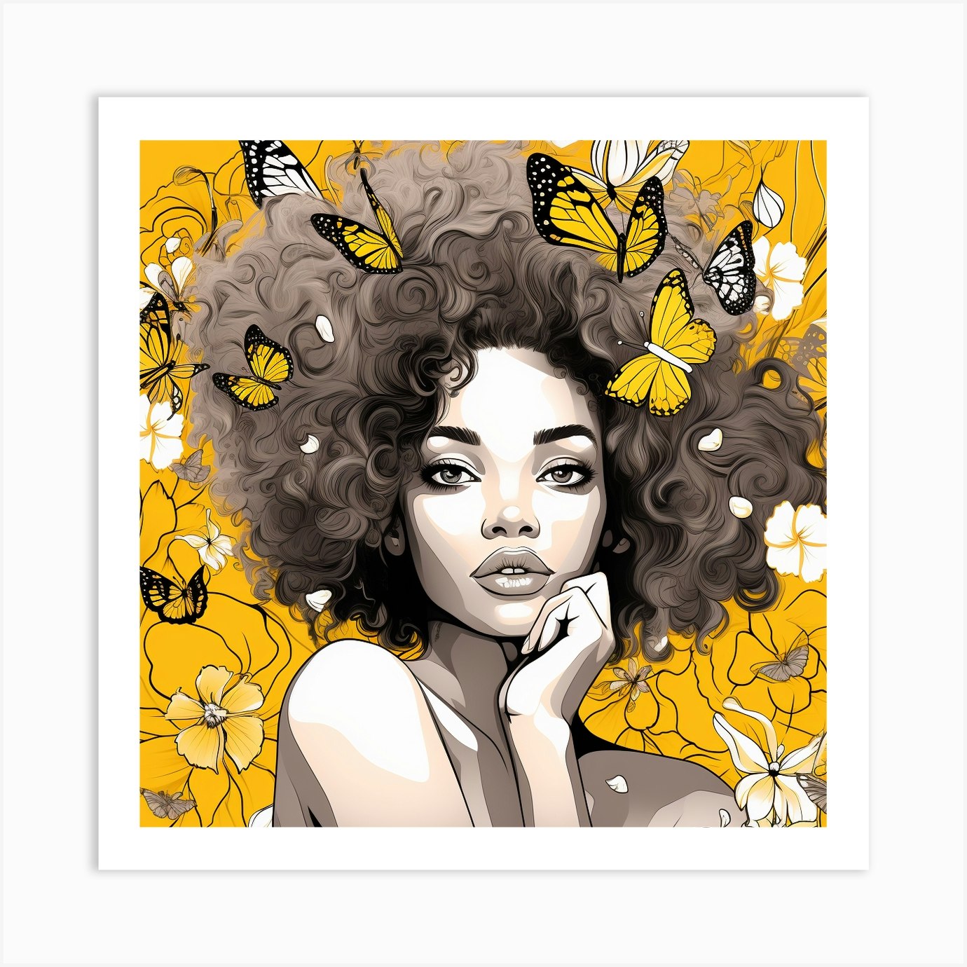 Afro Girl With Butterflies 3 Art Print by Bella Luna - Fy