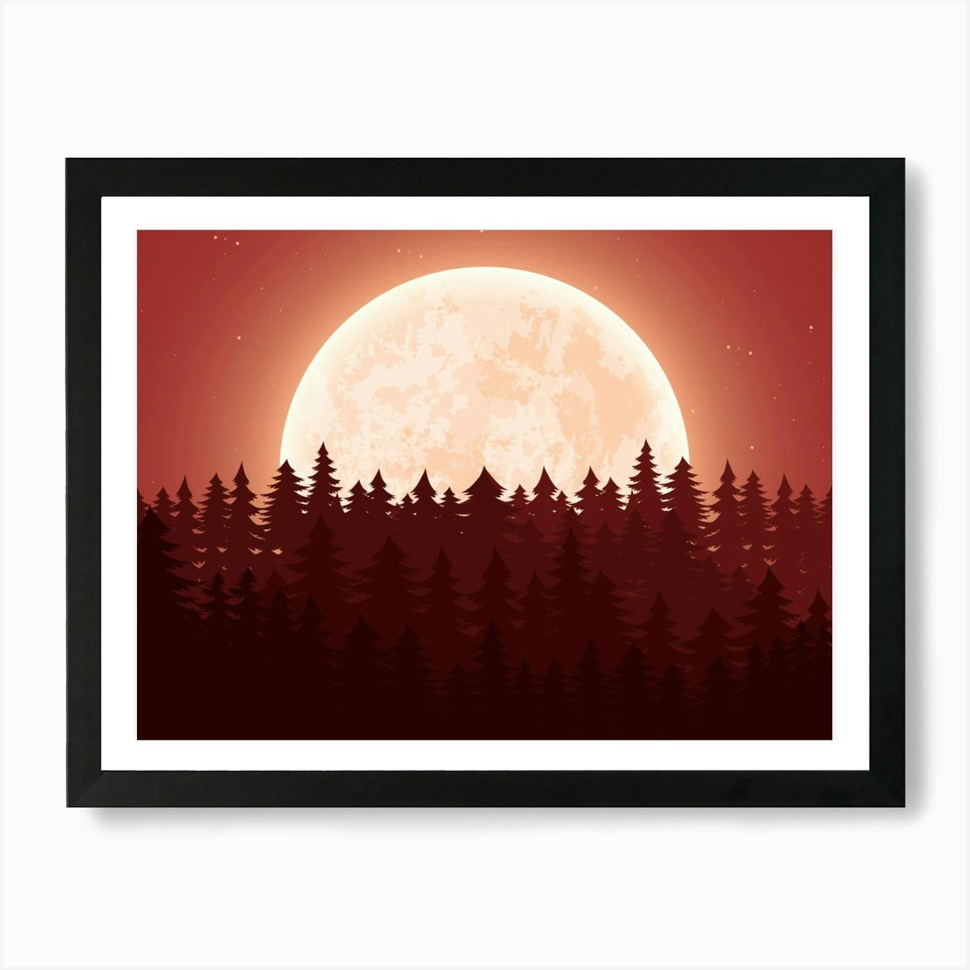 Full Moon In The Forest Art Print by WaveArt Studios - Fy