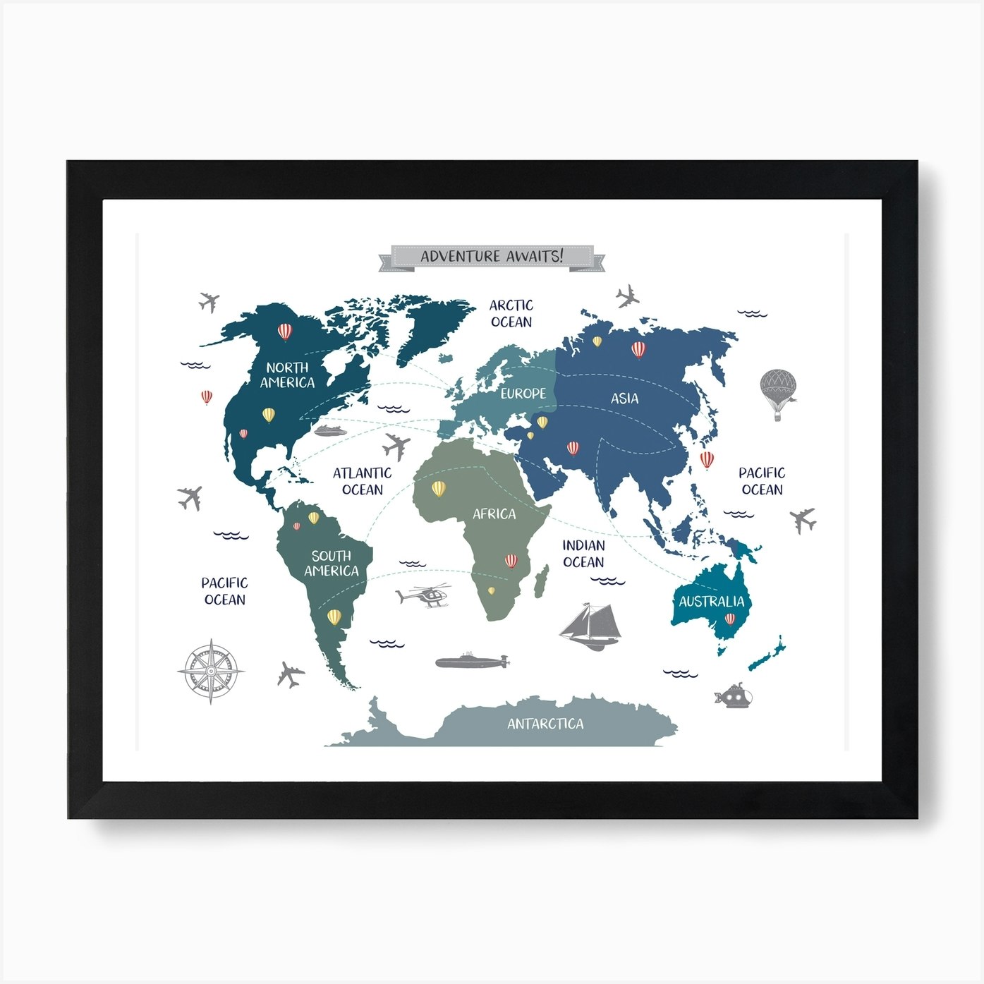 travel world map art print by piccalilli prints fy