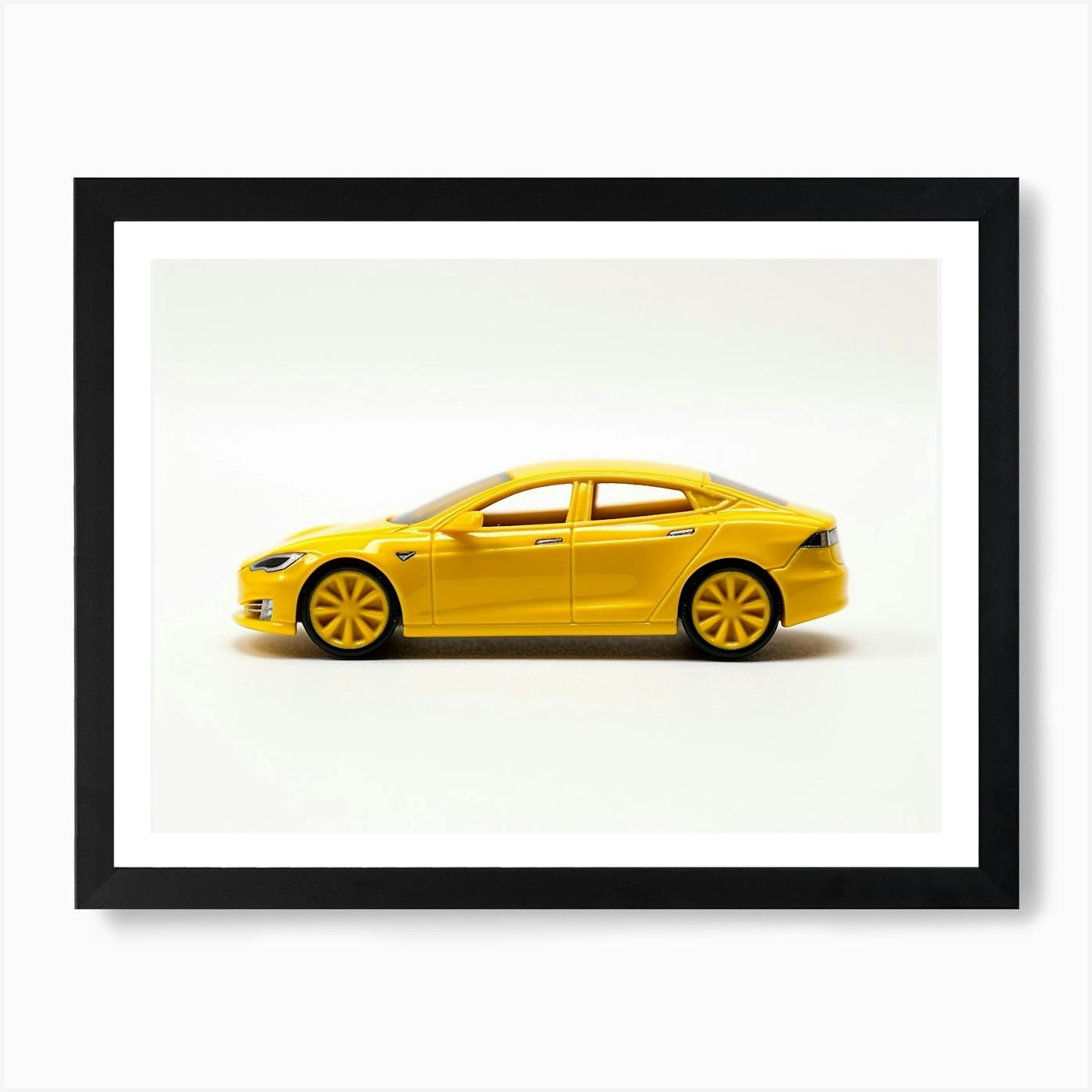Toy Car Tesla Model S Yellow Poster von Scribble Studio Fy
