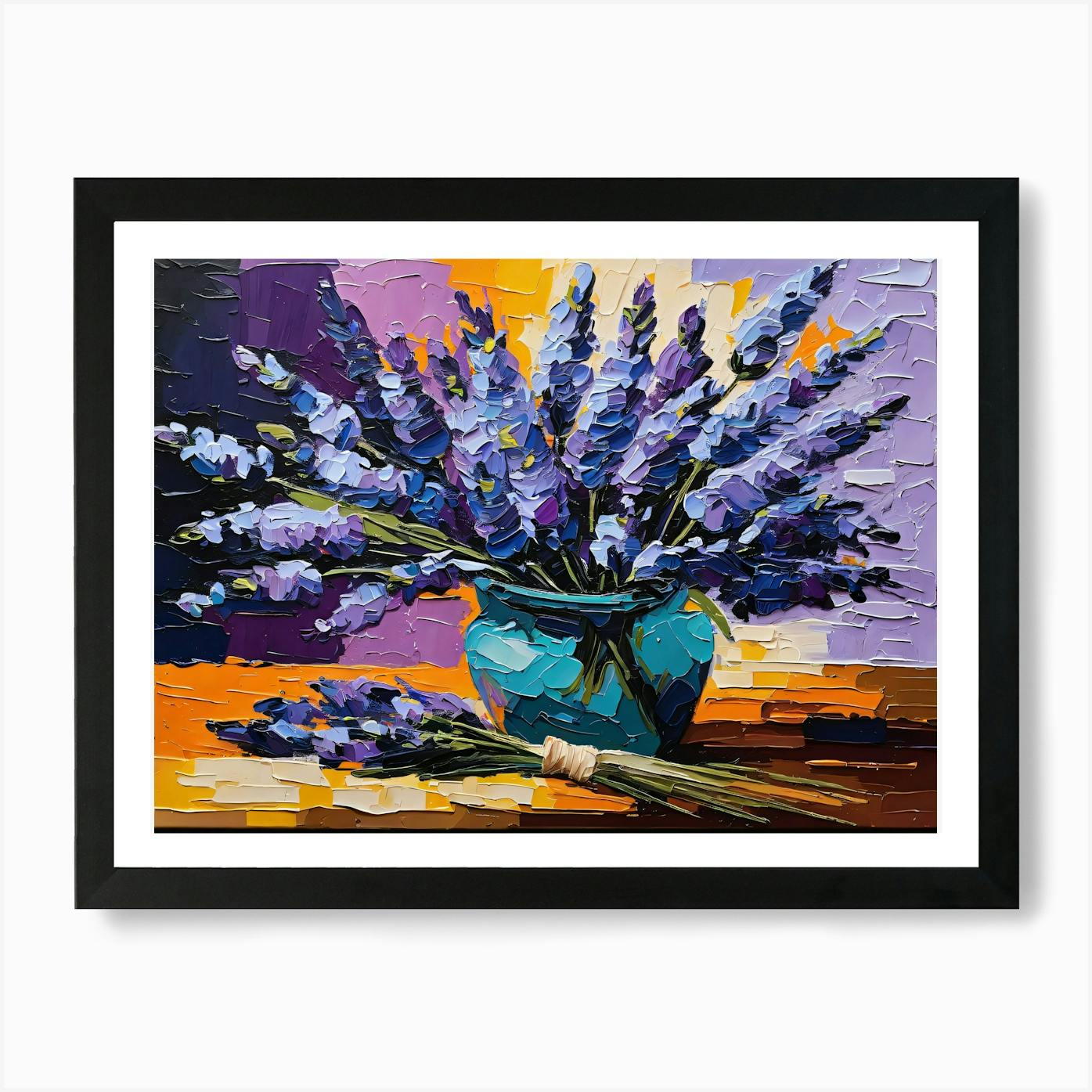 Premium Giclee print of original oil painting of dried lavender store in a vintage french confit oil pot