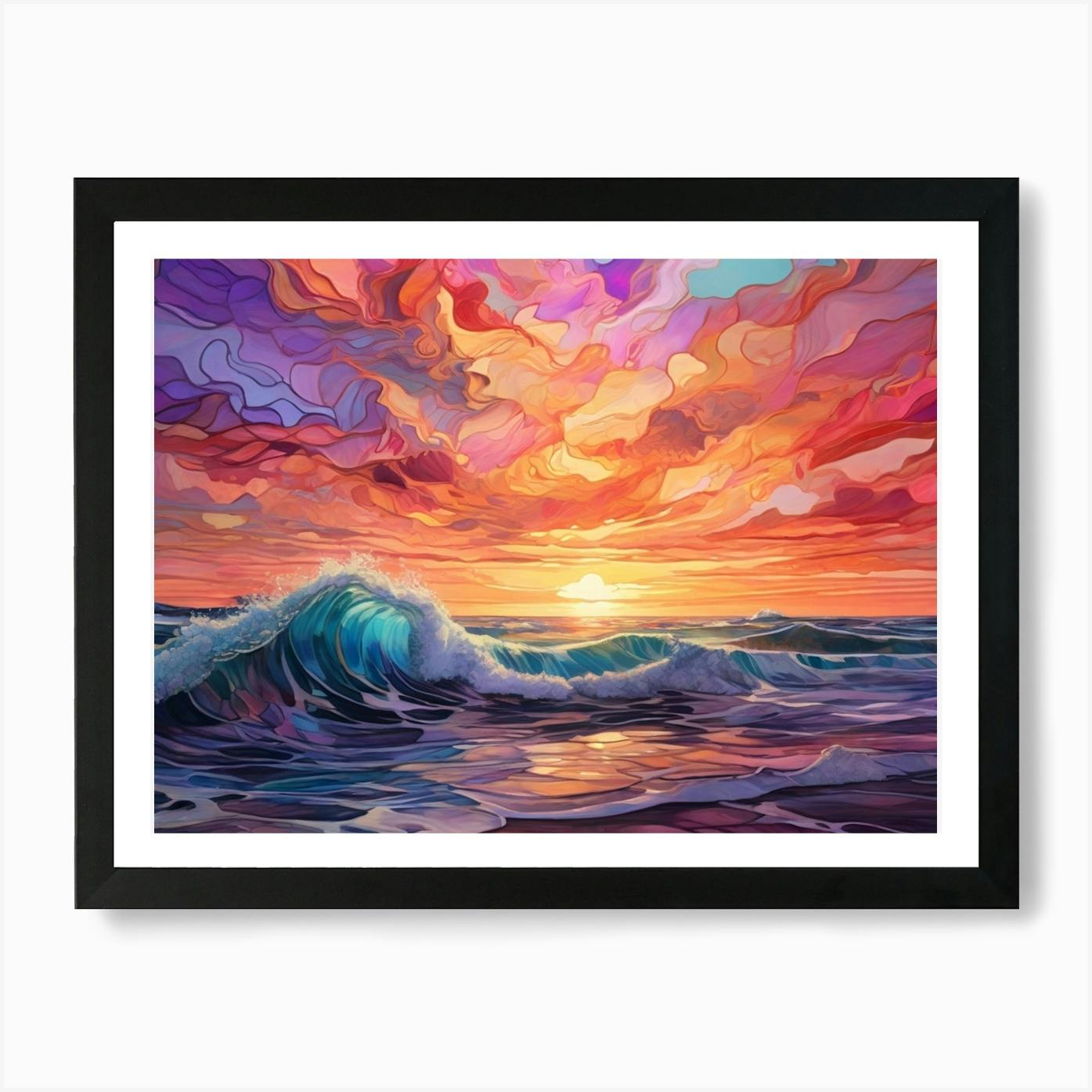 Abstract And Color Splash Fusion Of The Ocean Art Print Art