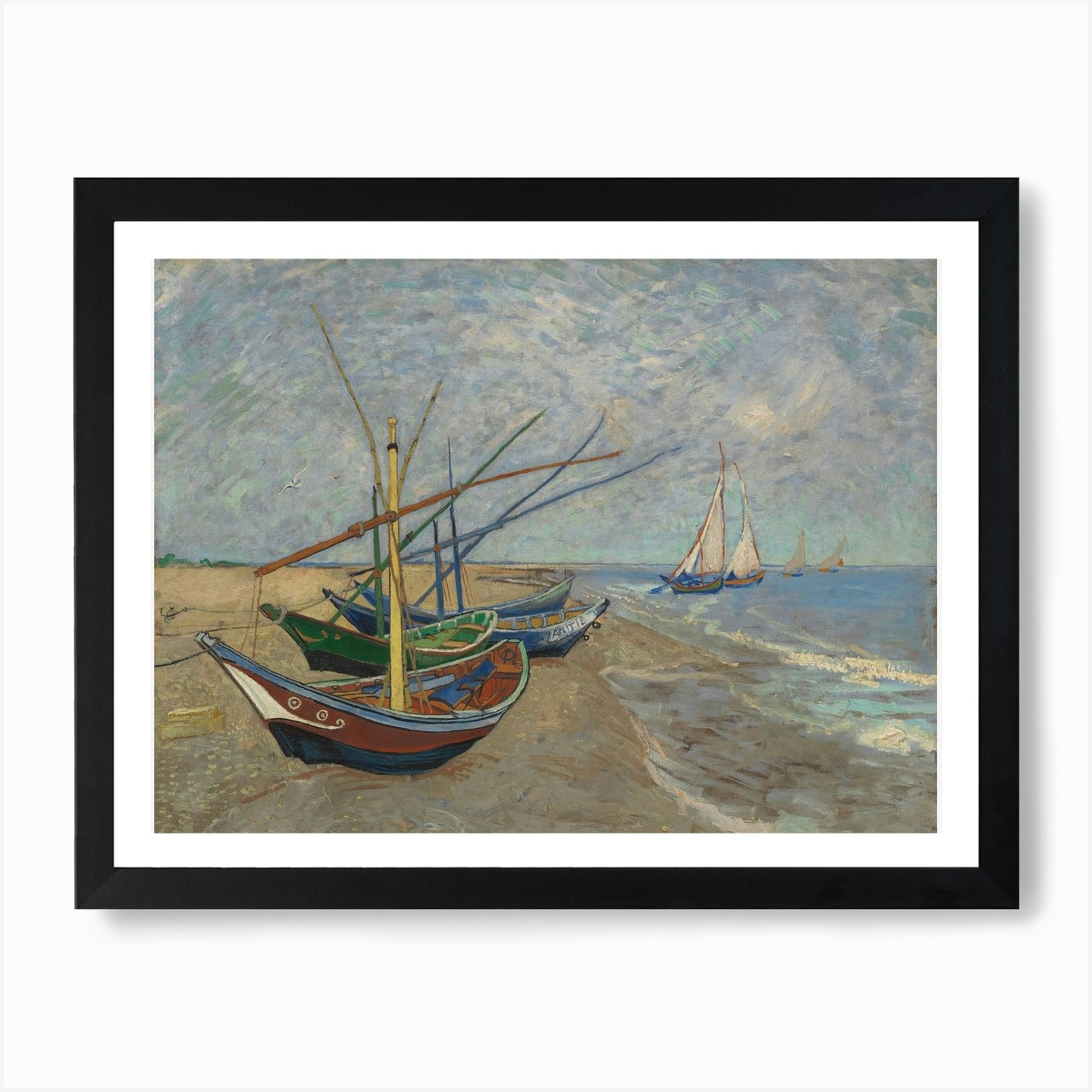 Fishing Boats On The Beach At Saintes Maries, Vincent Van Gogh Art ...