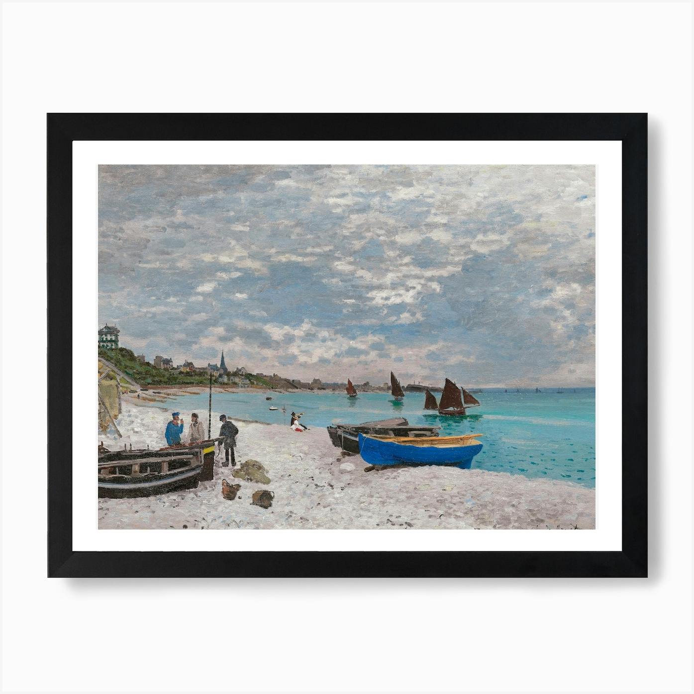 The Beach at Sainte Adresse by Claude Monet Print on Canvas Vintage Reproduction store