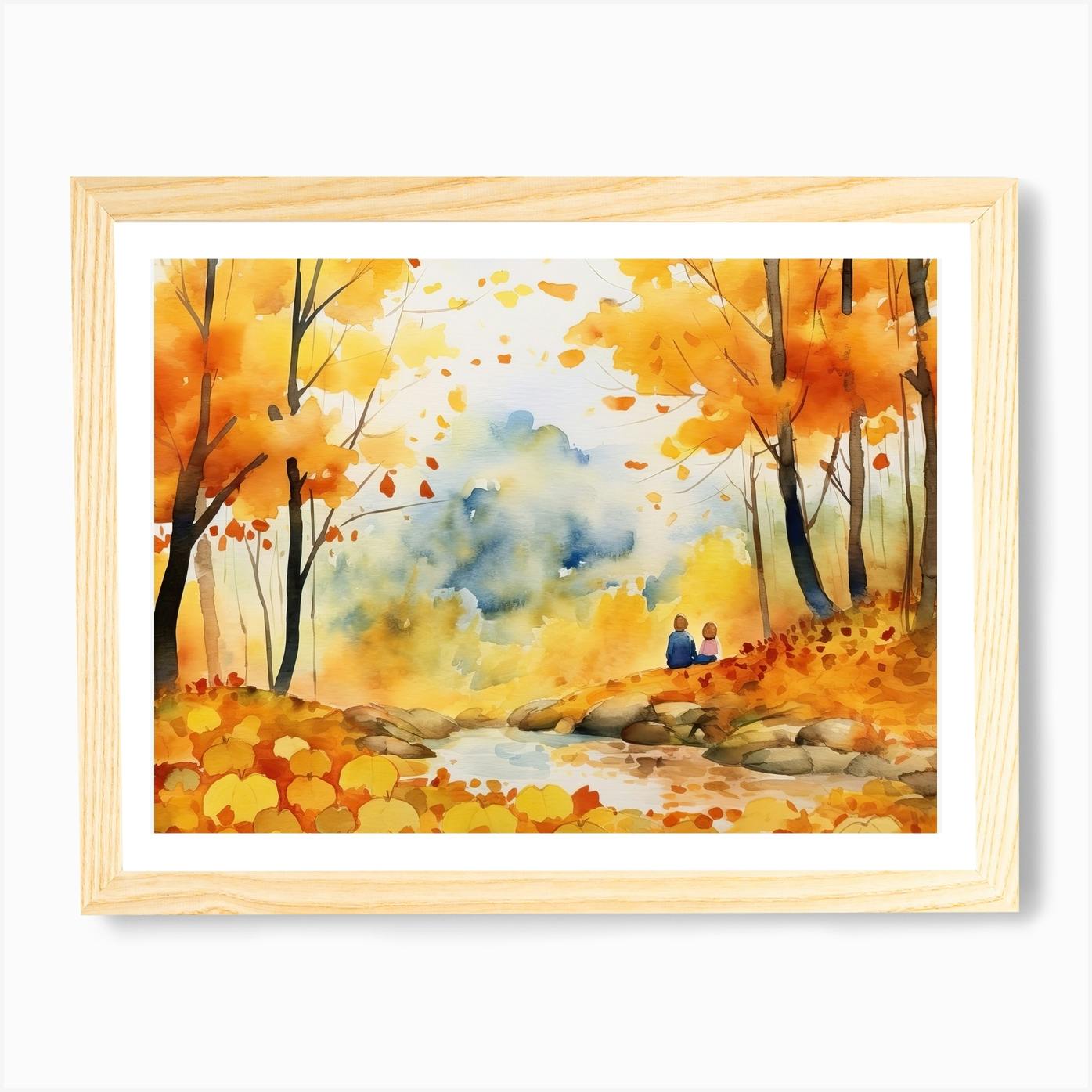 Fall Themed Watercolor Painting, popular Autumn Wall Art,