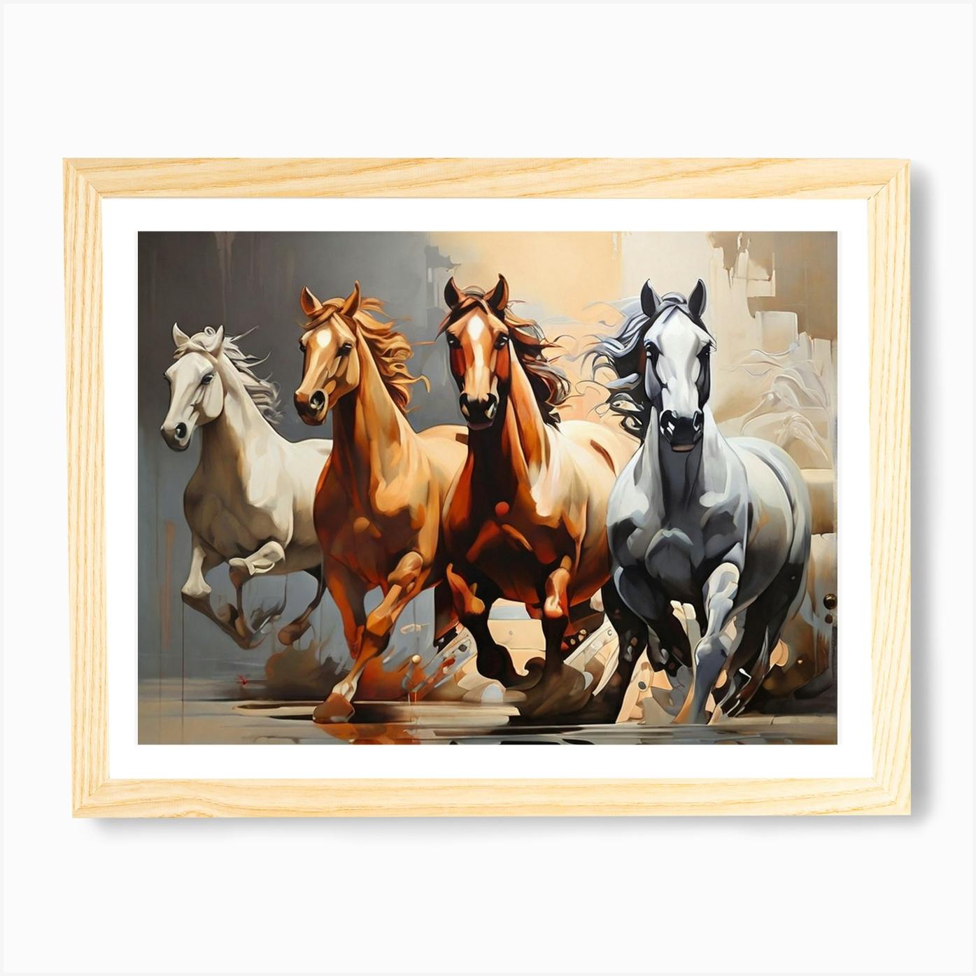 Horses galloping in a field. 3 Art Print