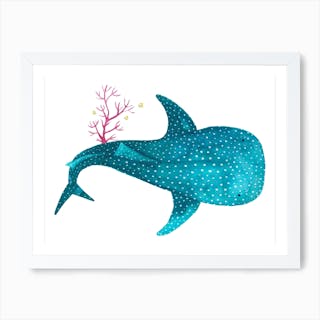 Whale Shark With Coral Art Print by The Cosmic Whale - Fy