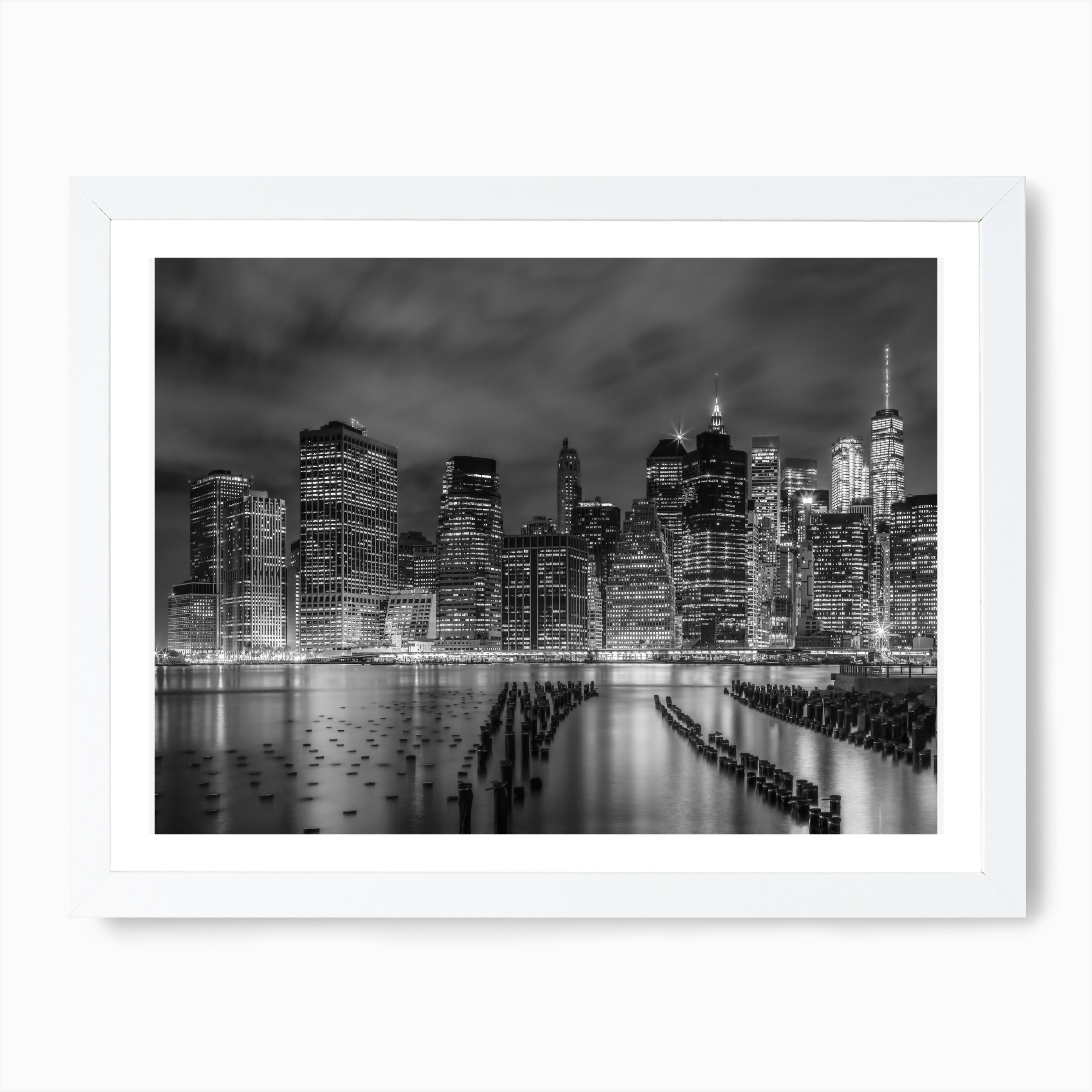 New York City Monochrome Night Impressions Art Print by Melanie Viola - Fy