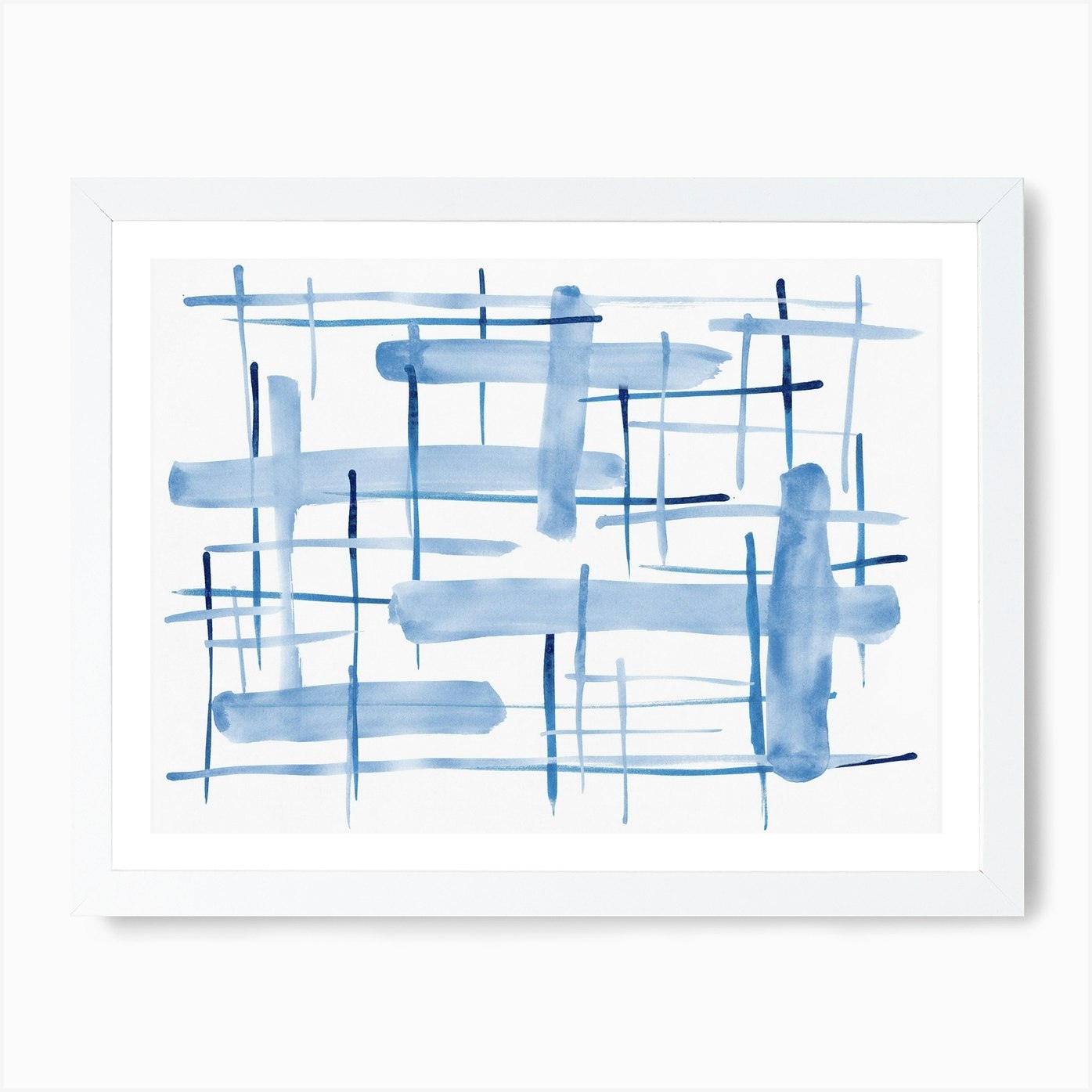 Abstract Lines Blue And White 06 Art Print by Amini54 Fy