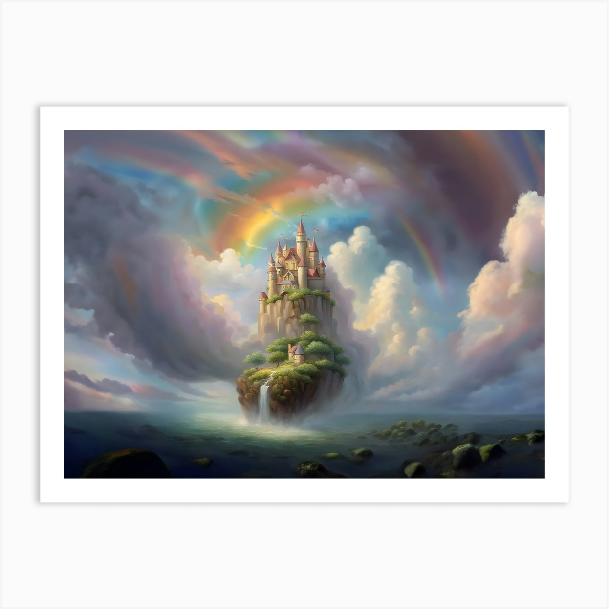 Rainbow Cloud Castle Art Print by CMaitland - Fy