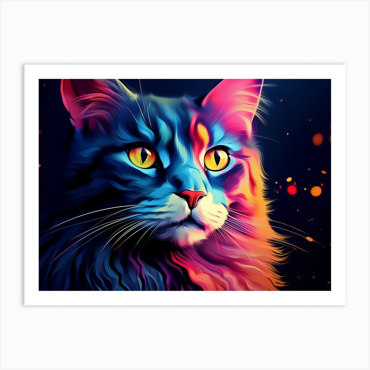 Colorful Cat Art Print by Brendan Dias - Fy