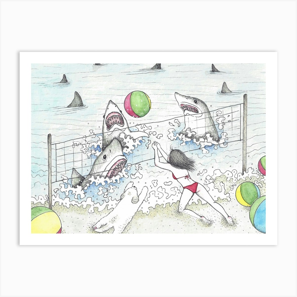 Beach Volleyball Art Print by Art Nemu Fy