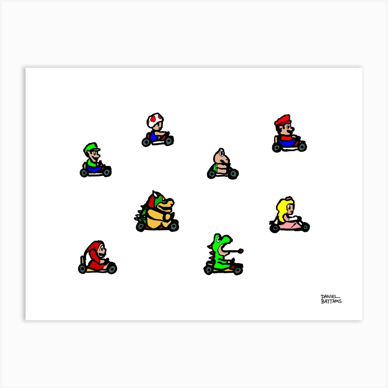 Mario Kart Art Print by Daniel Battams - Fy