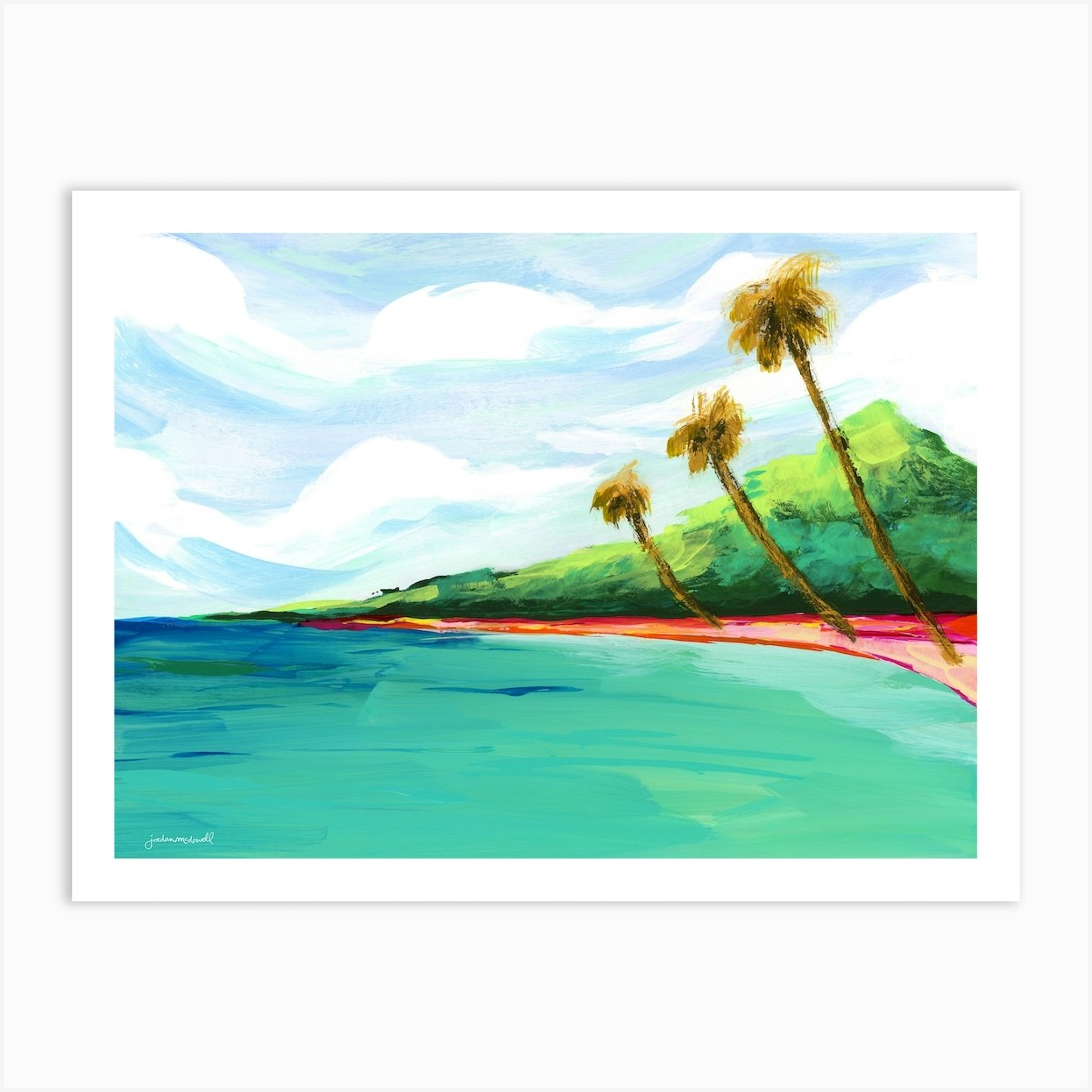 Hawaiian Palm Tree Beach Landscape Art Print by Jordan McDowell - Fy