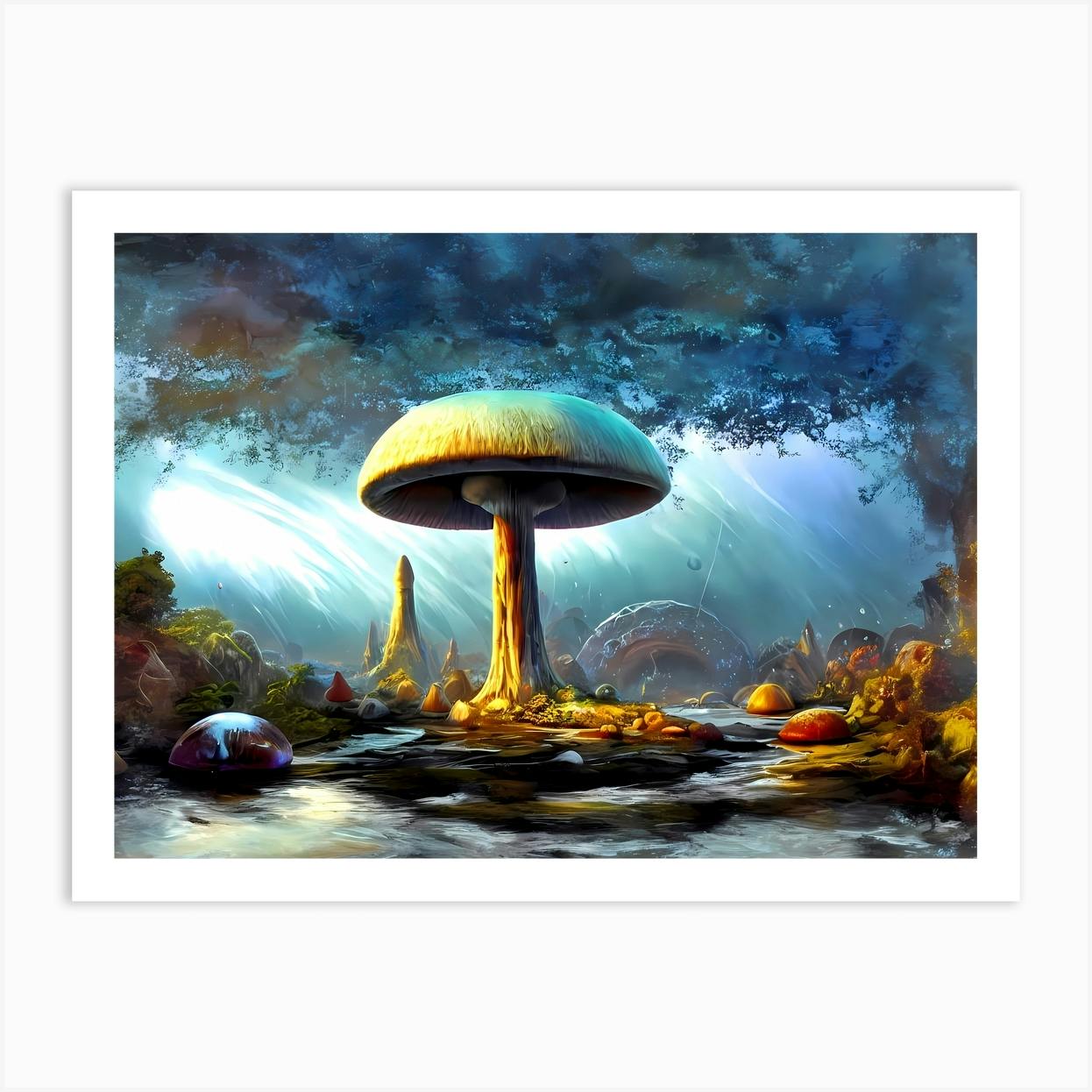 Deals acrylic alien mushroom painting