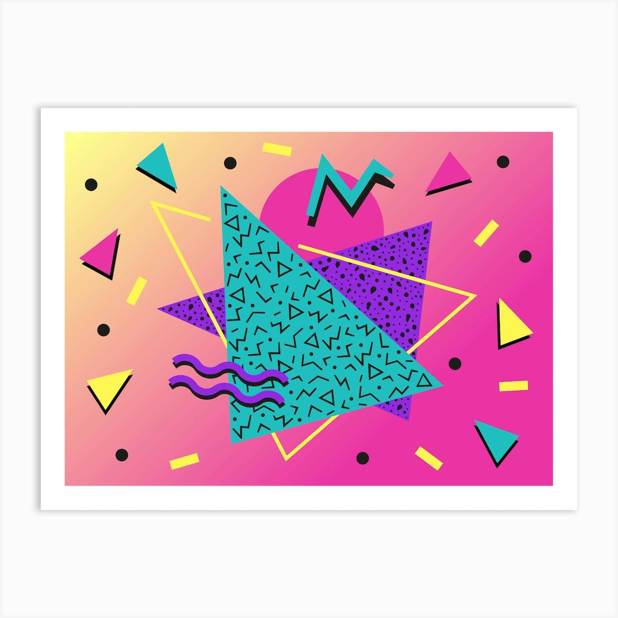 Memphis Pattern Retro Synthwave 90s Art Art Print by Studio