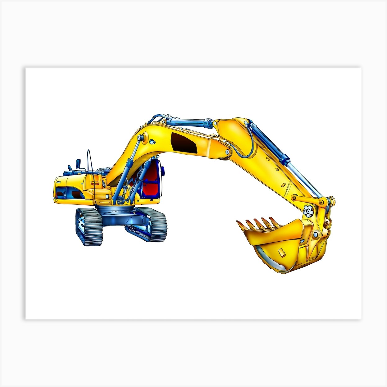 Excavator Art Illustration In A Painting Style 14 Art Print by changer - Fy