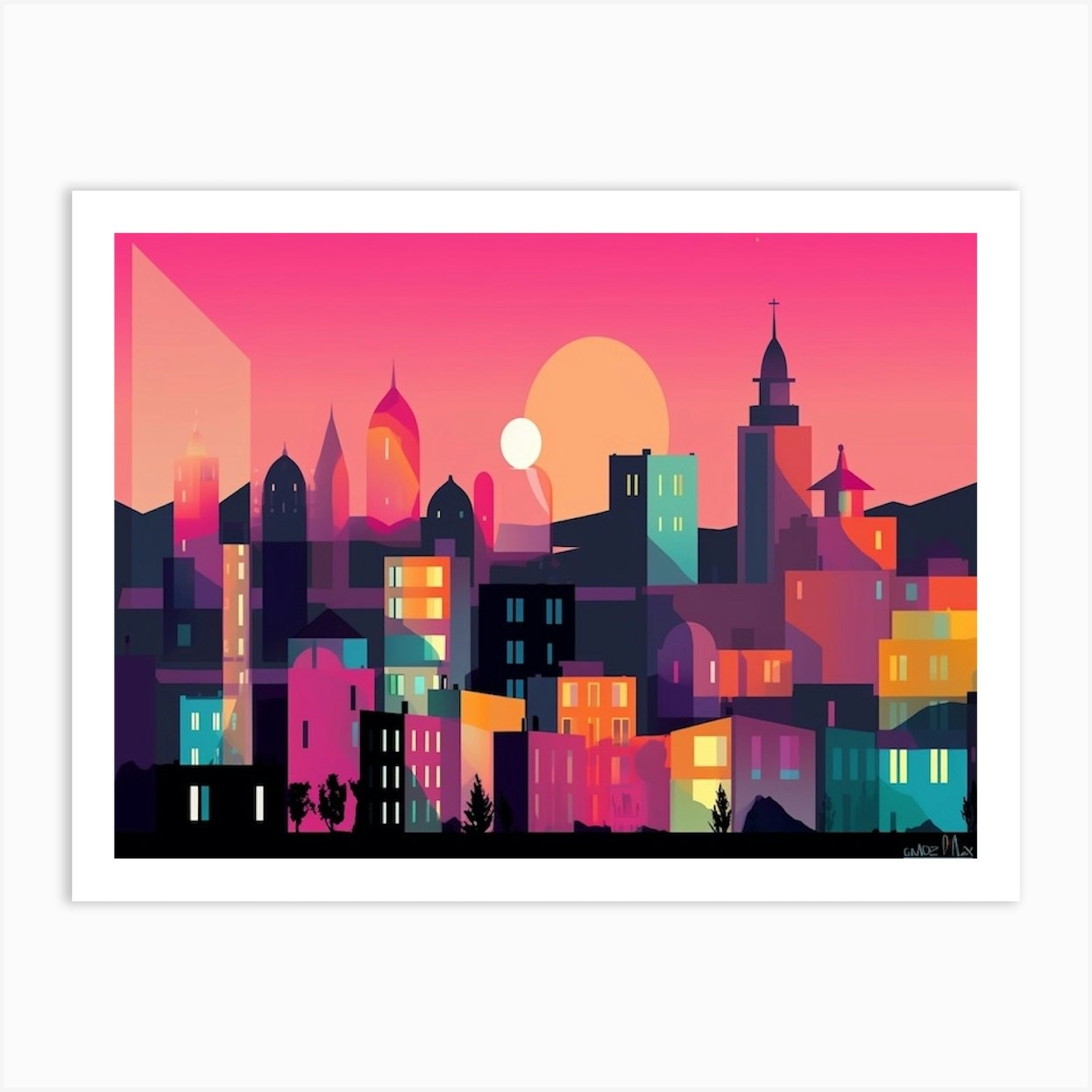 Yerevan Skyline Art Print by The Art of Adventure Fy
