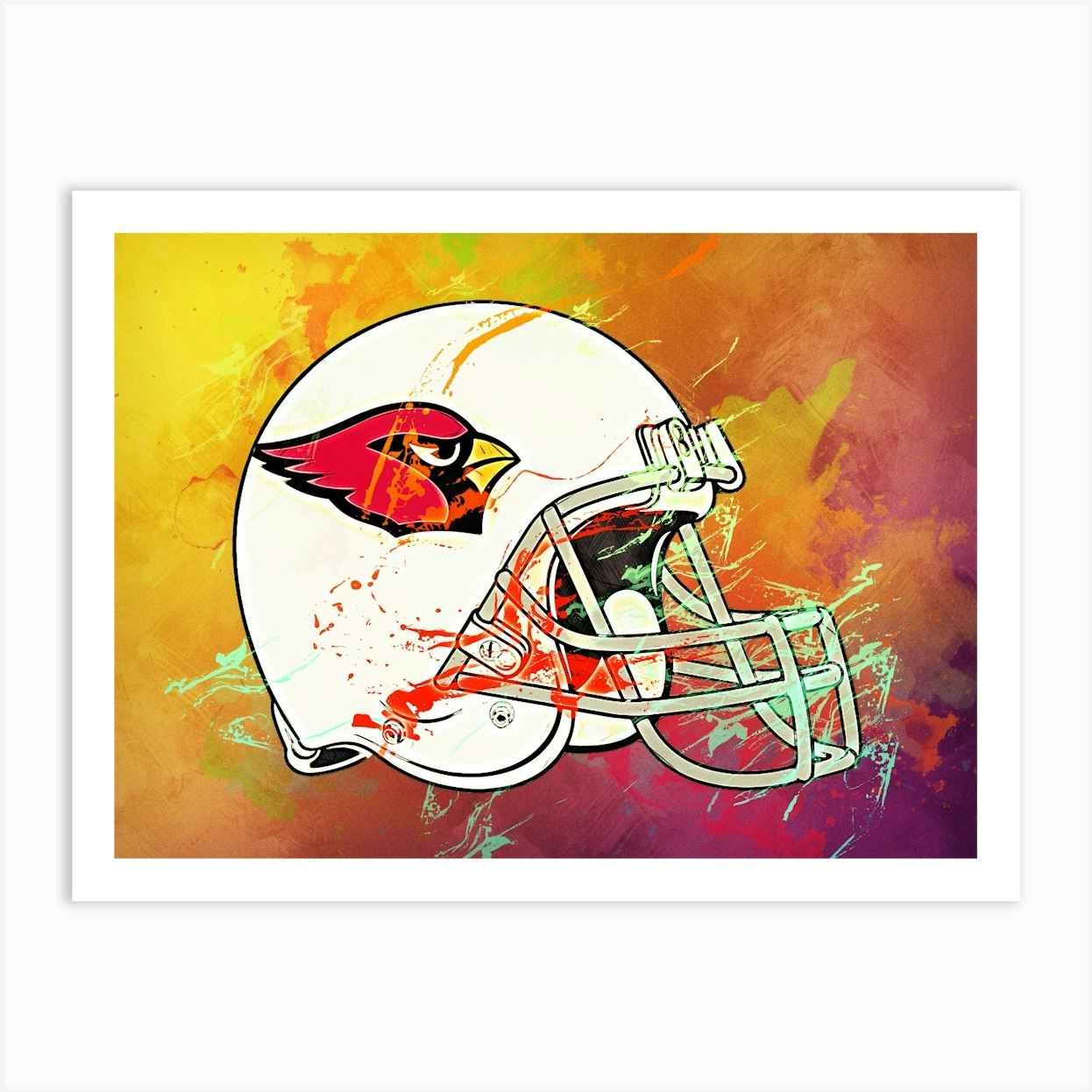 Arizona Cardinals Helmet Abstract Art Print by KunStudio - Fy