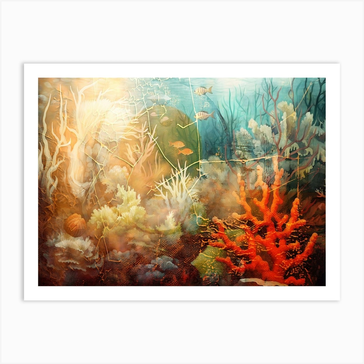 Sea Nautic Art Illustration In A Painting Style 04 Art Print by changer ...