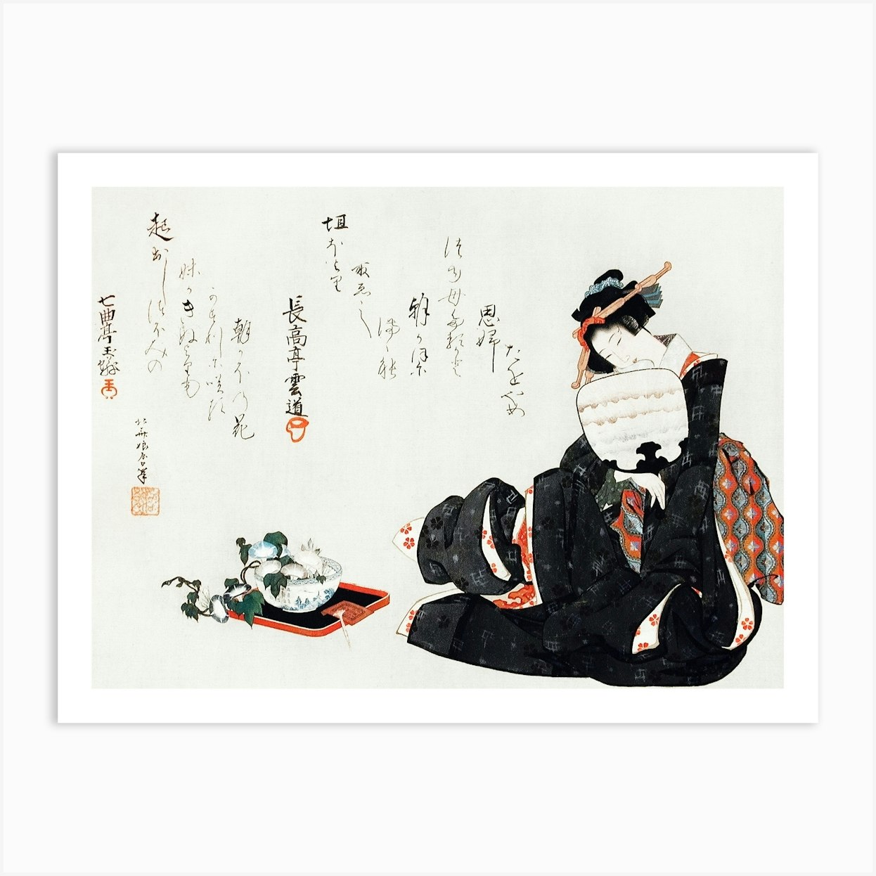 Hokusai Geisha 1 Art Print by ArtMart - Fy