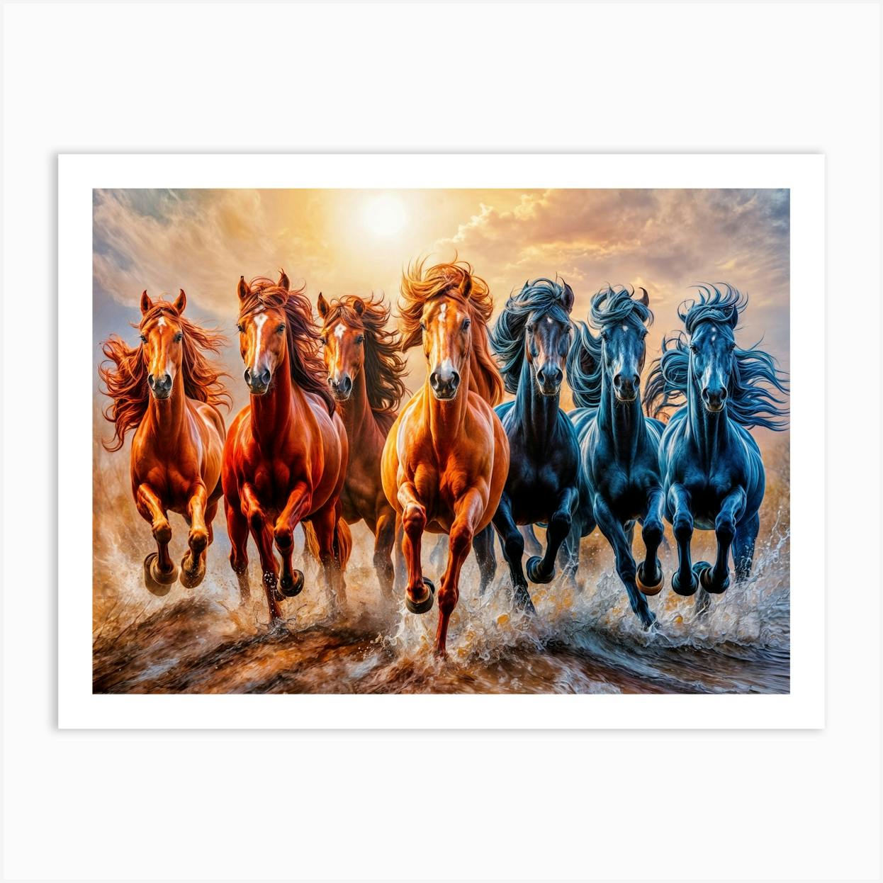 Horse painting, popular many horses