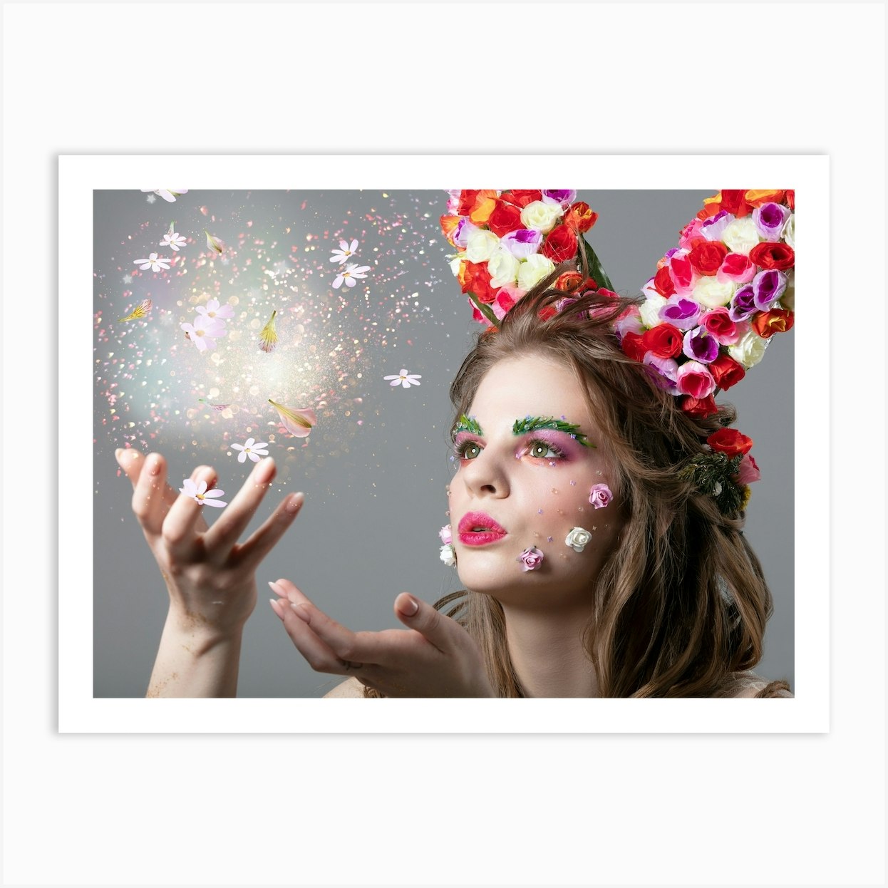 Beautiful Girl With Bunny Ears Art Print by Lazarenka Sviatlana Fy