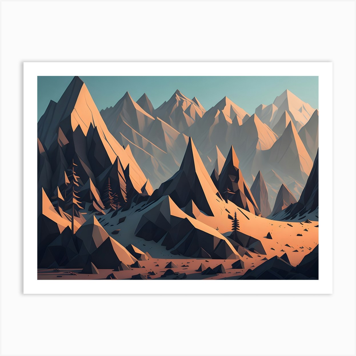 Low Poly Landscape (7) Art Print by 1xMerch - Fy