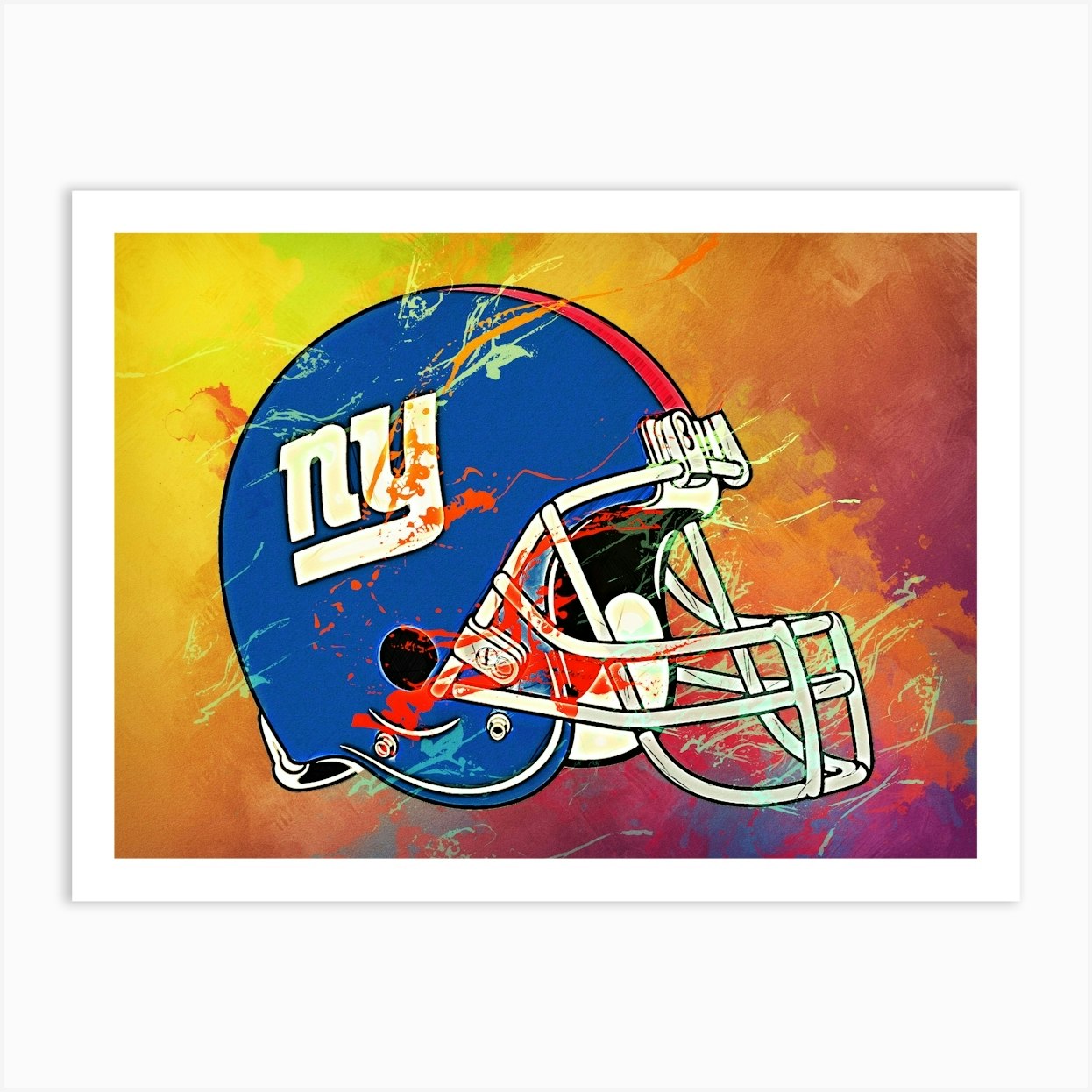 New York Giants Helmet Colorful Art Print by KunStudio - Fy