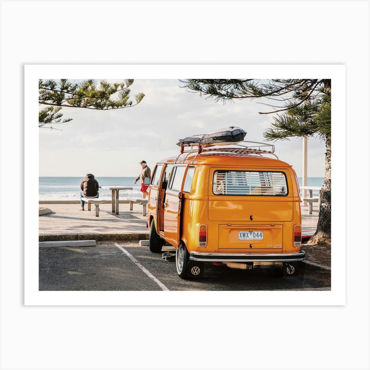 Orange Camper Van Art Print by Golden Saguaro - Fy