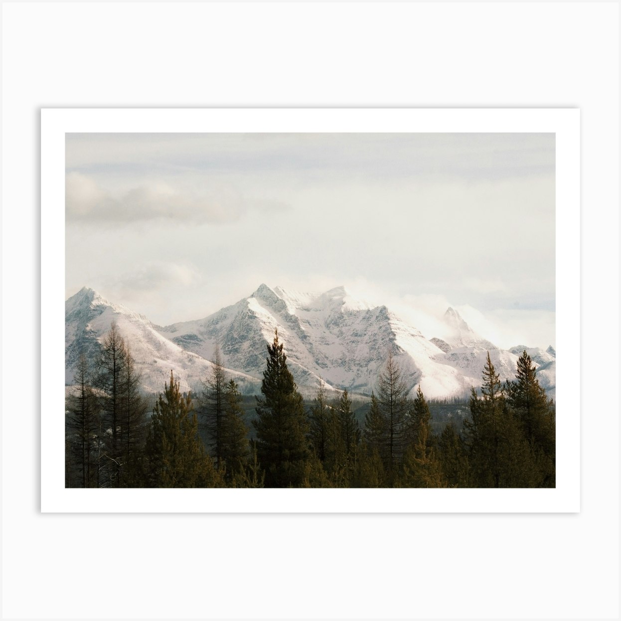 Snowy Western Mountains Art Print by Inkish Prints - Fy