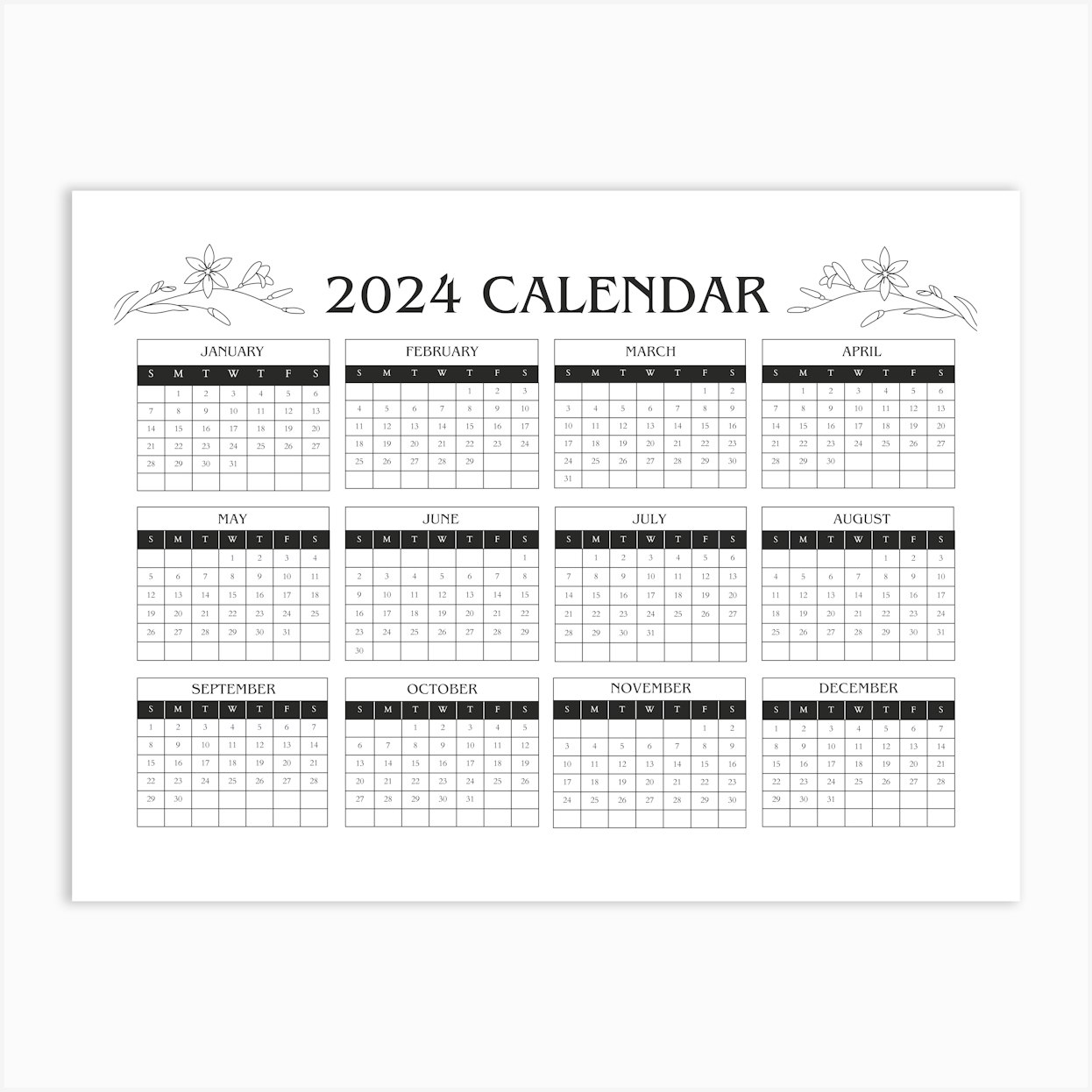 2024 Calendar Art Print by Canvas Haven Decor Fy