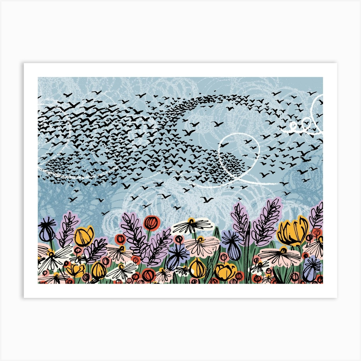 Starling Murmuration Art Print by Aimee Mac Illustration - Fy