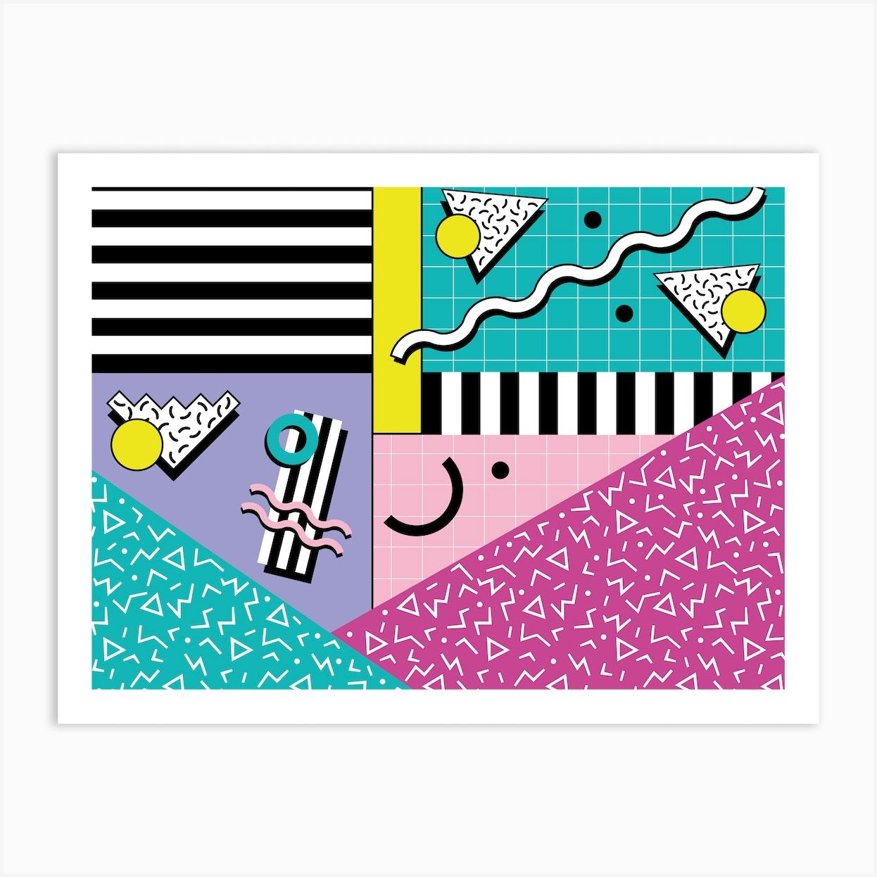Memphis Pattern Retro Vaporwave 80s Vintage 90s Synthwave