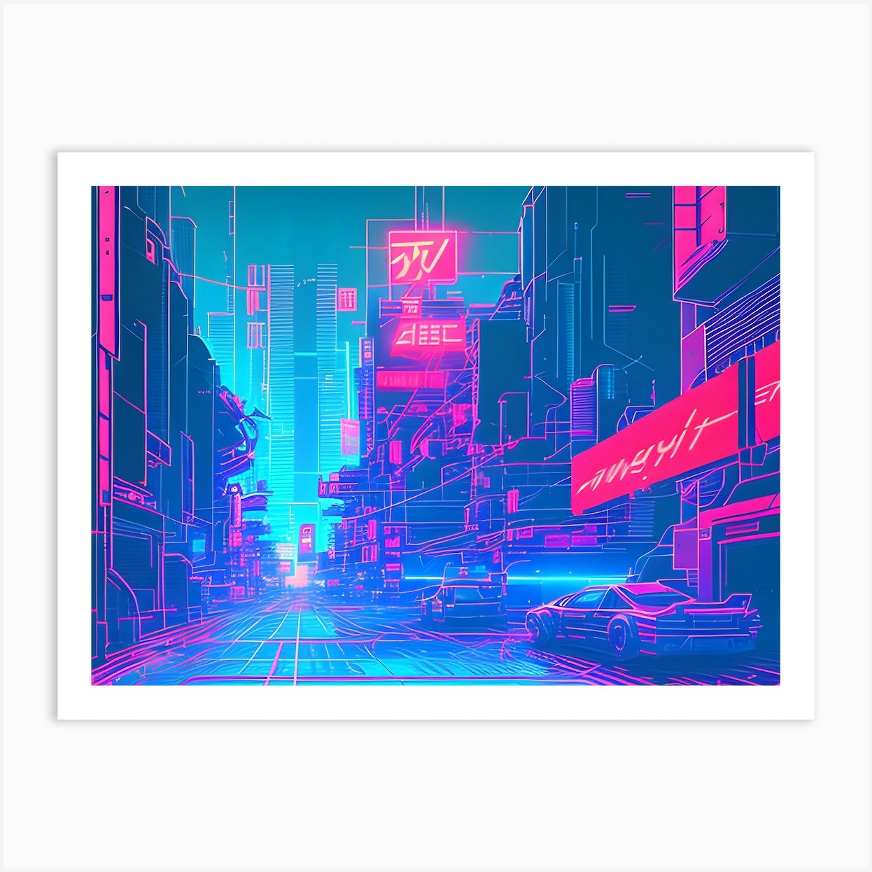 Alt+ctrl-Neon City Art Print by Psycho-AI - Fy