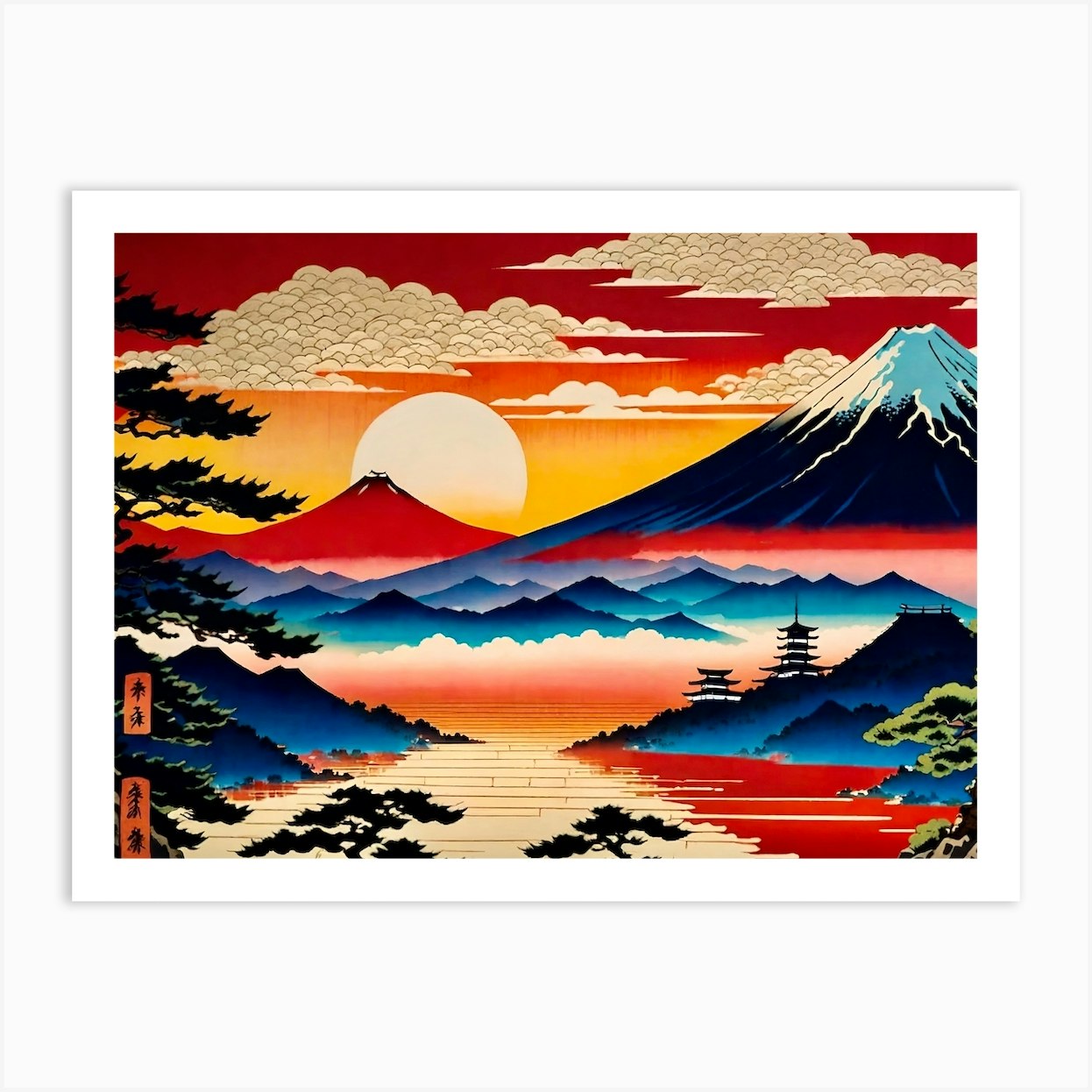 Traditional Japanese Sunset Art Print by A Thousand Words - Fy