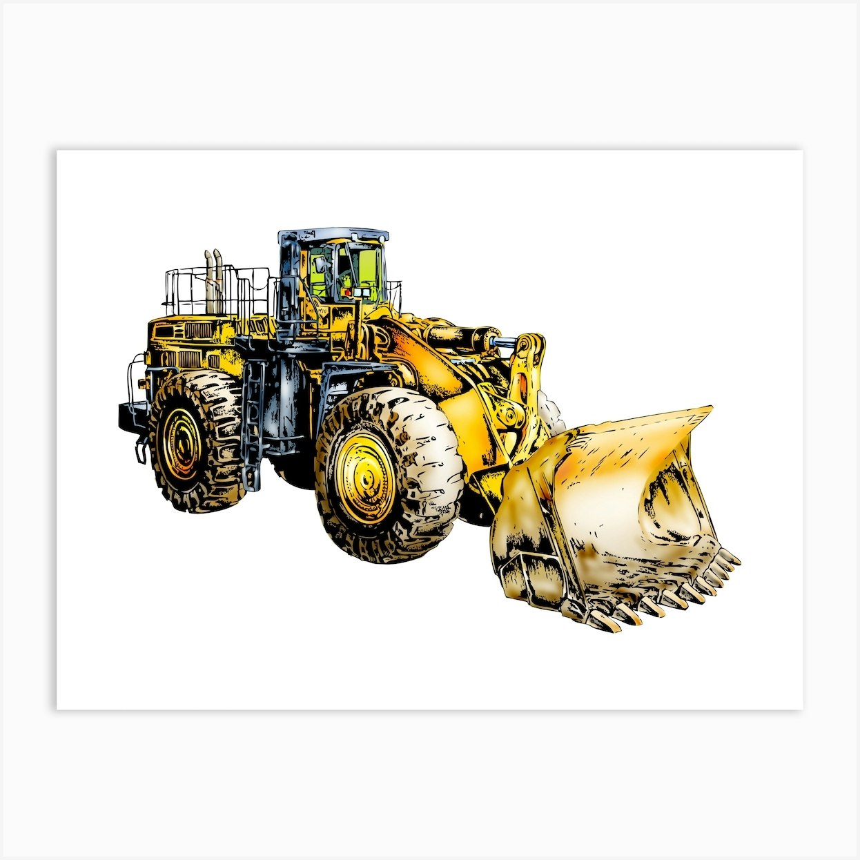 Bulldozer Art Illustration In A Painting Style 05 Art Print by changer - Fy