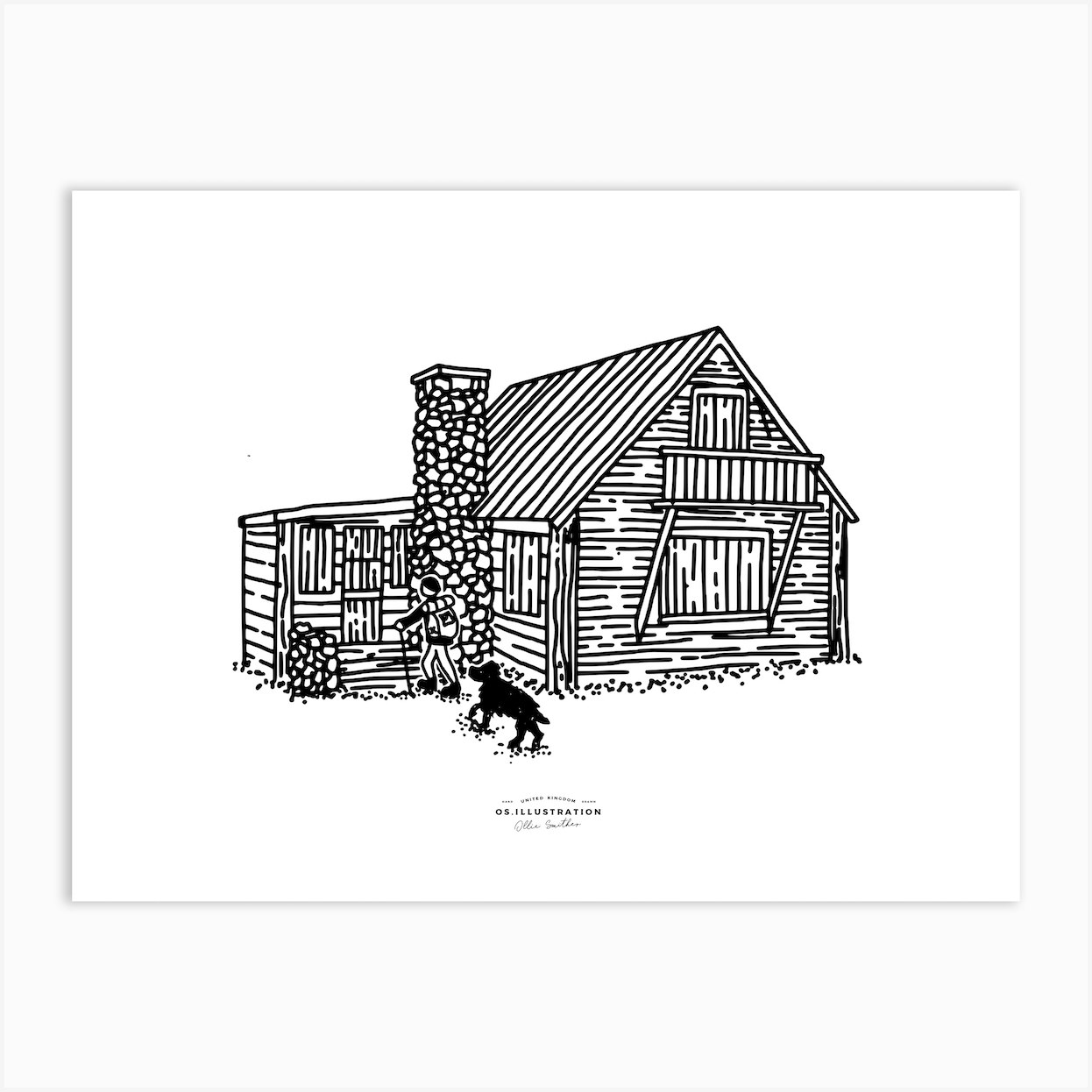 Cabin Escape Fineline Illustration Art Print By Os Illustration Fy