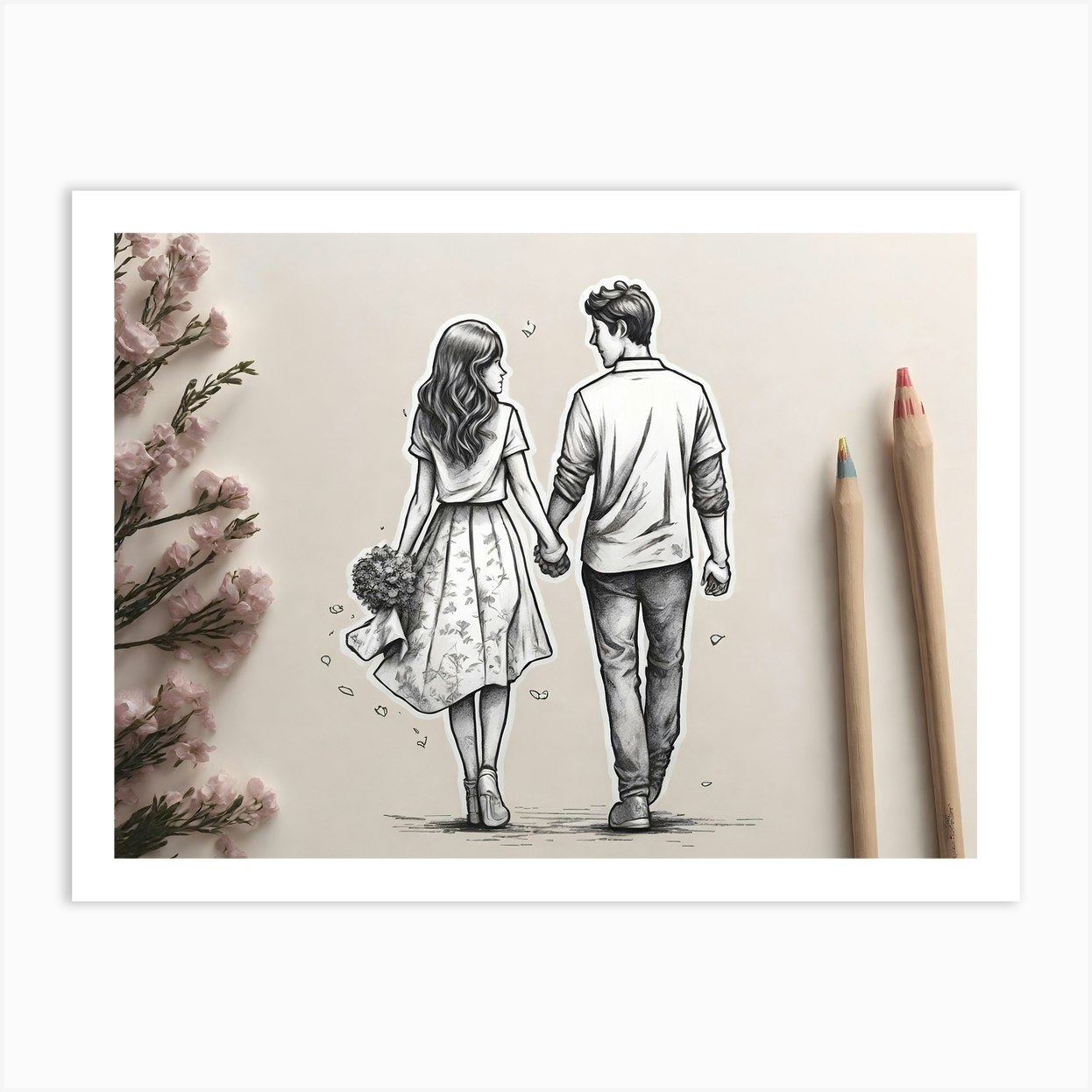 Leonardo Diffusion Couple Holding Hand Tshirt Design Sticker 4 1 1 Art Print By Ishwar 8388