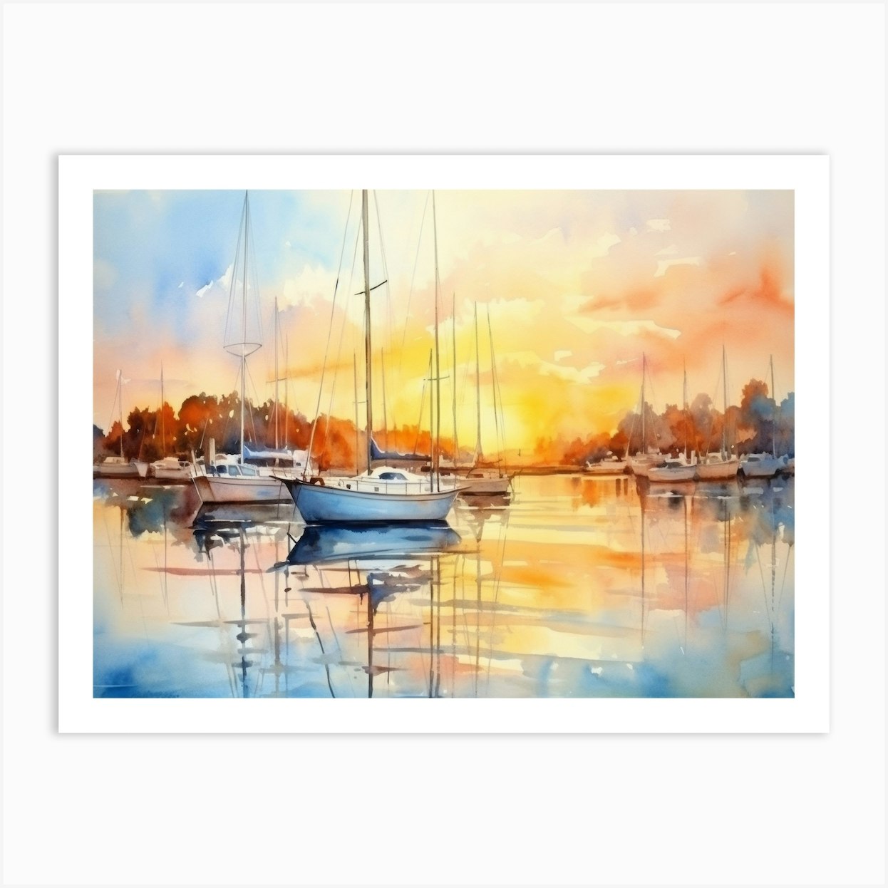 sailboats watercolor painting