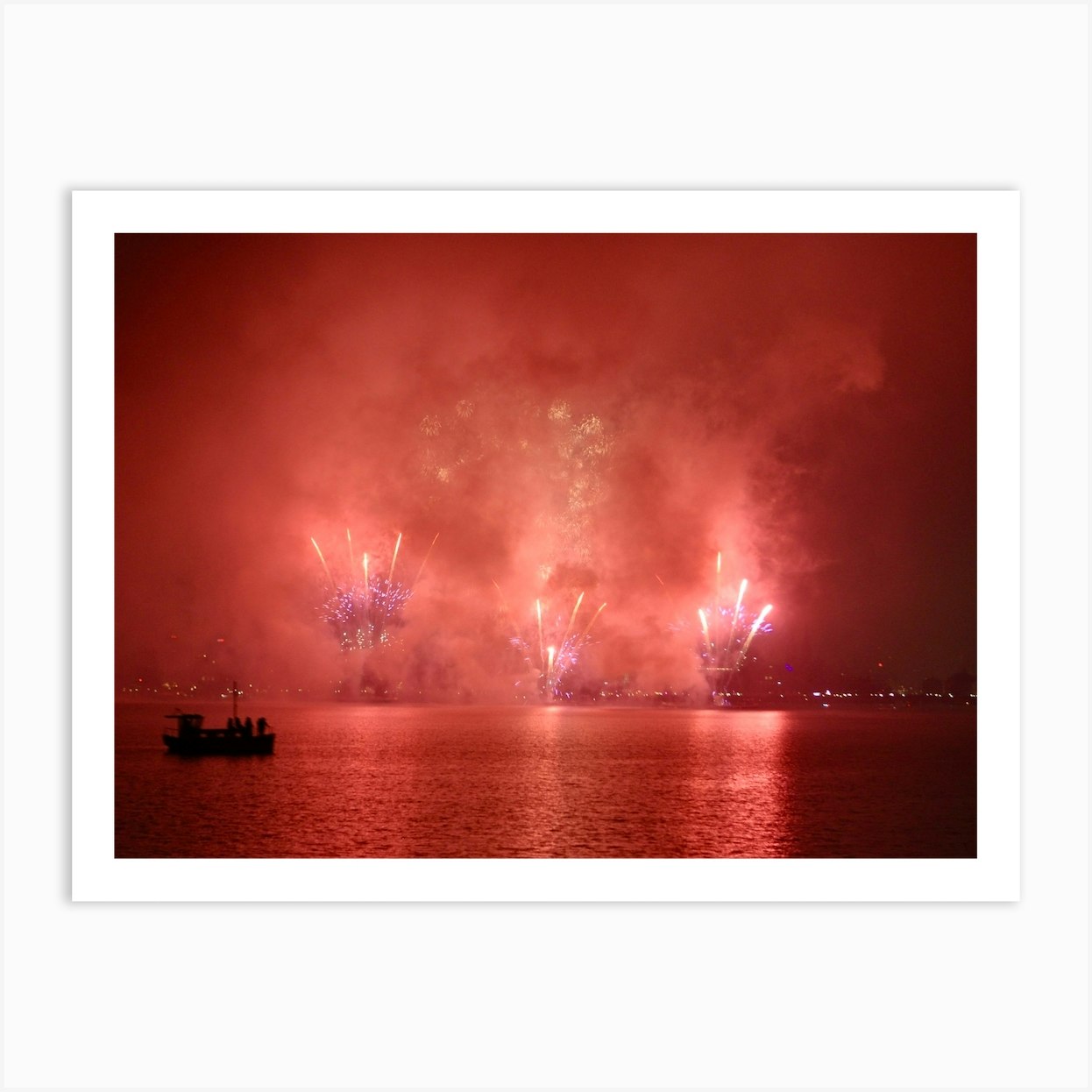 New Years Fireworks, Zurich Lake Art Print by me Knot Fy