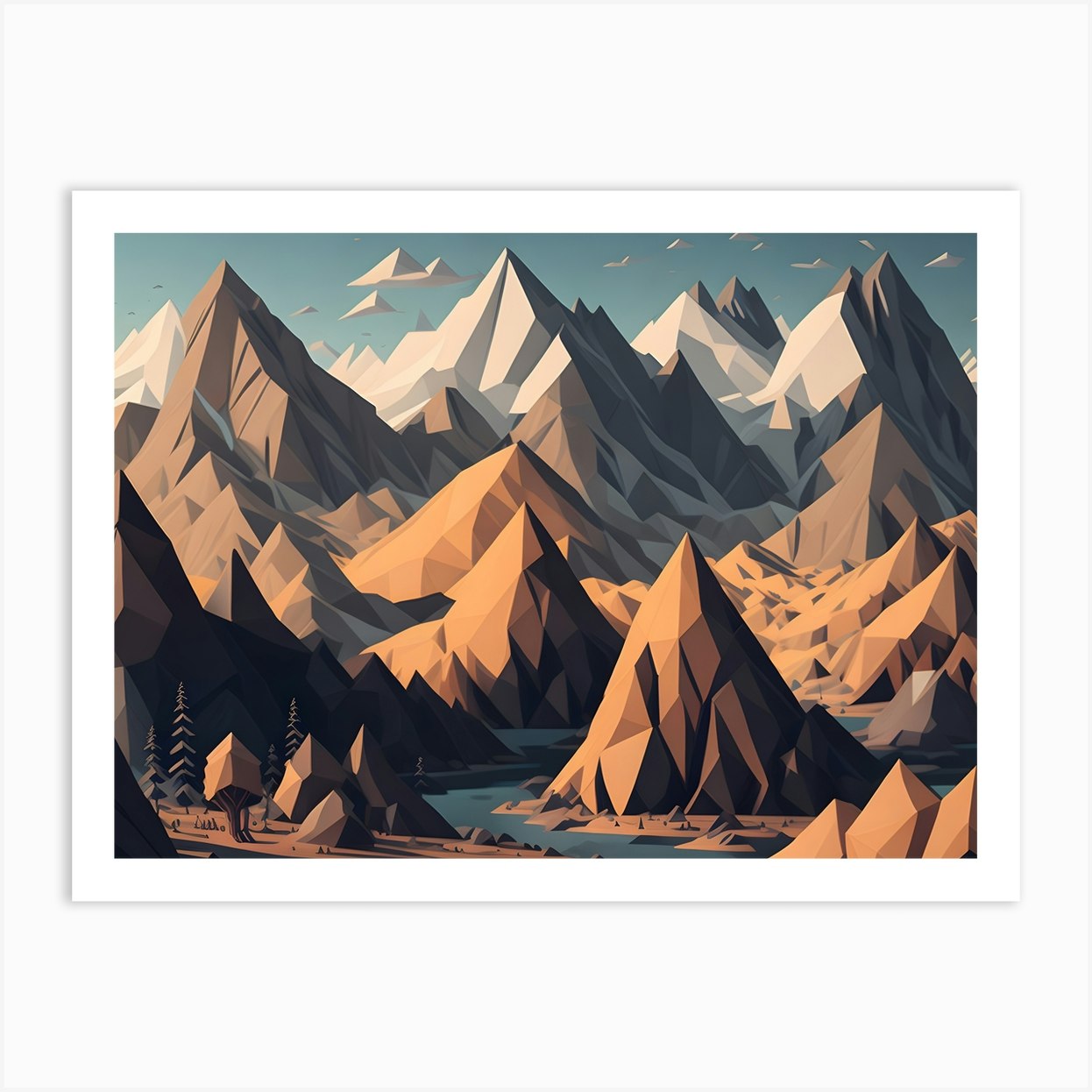 Low Poly Landscape (2) Art Print by 1xMerch - Fy