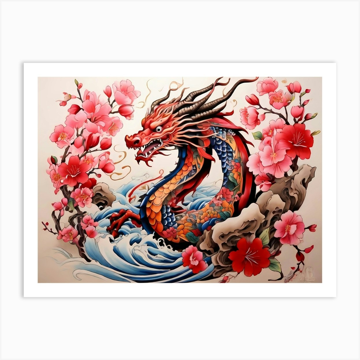 Chinese Dragon Art Print by Ventoti - Fy